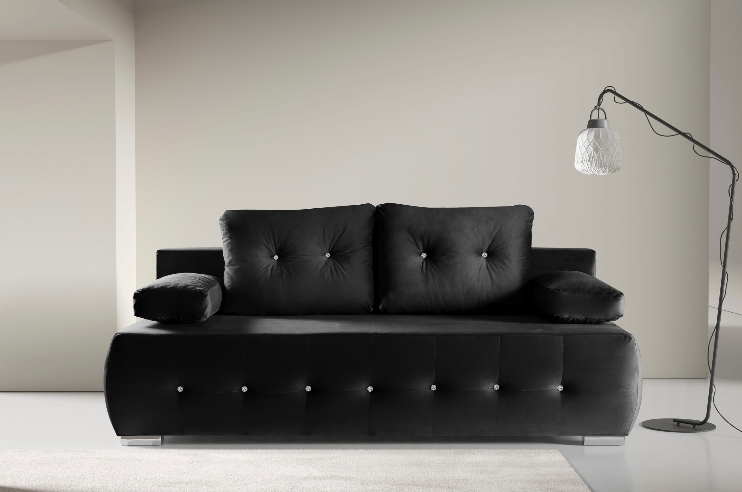 WERK2 Schlafsofa »Monaco Design Bettsofa, pflegeleichter Samtoptik Bezug, B günstig online kaufen
