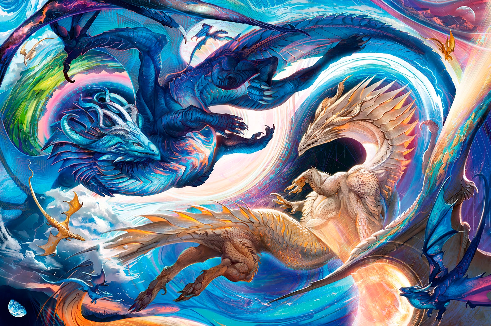 Ravensburger Puzzle »Gigantisches Drachenfest zur Tages- und Nachtstunde«, (5000 tlg.), Made in Germany