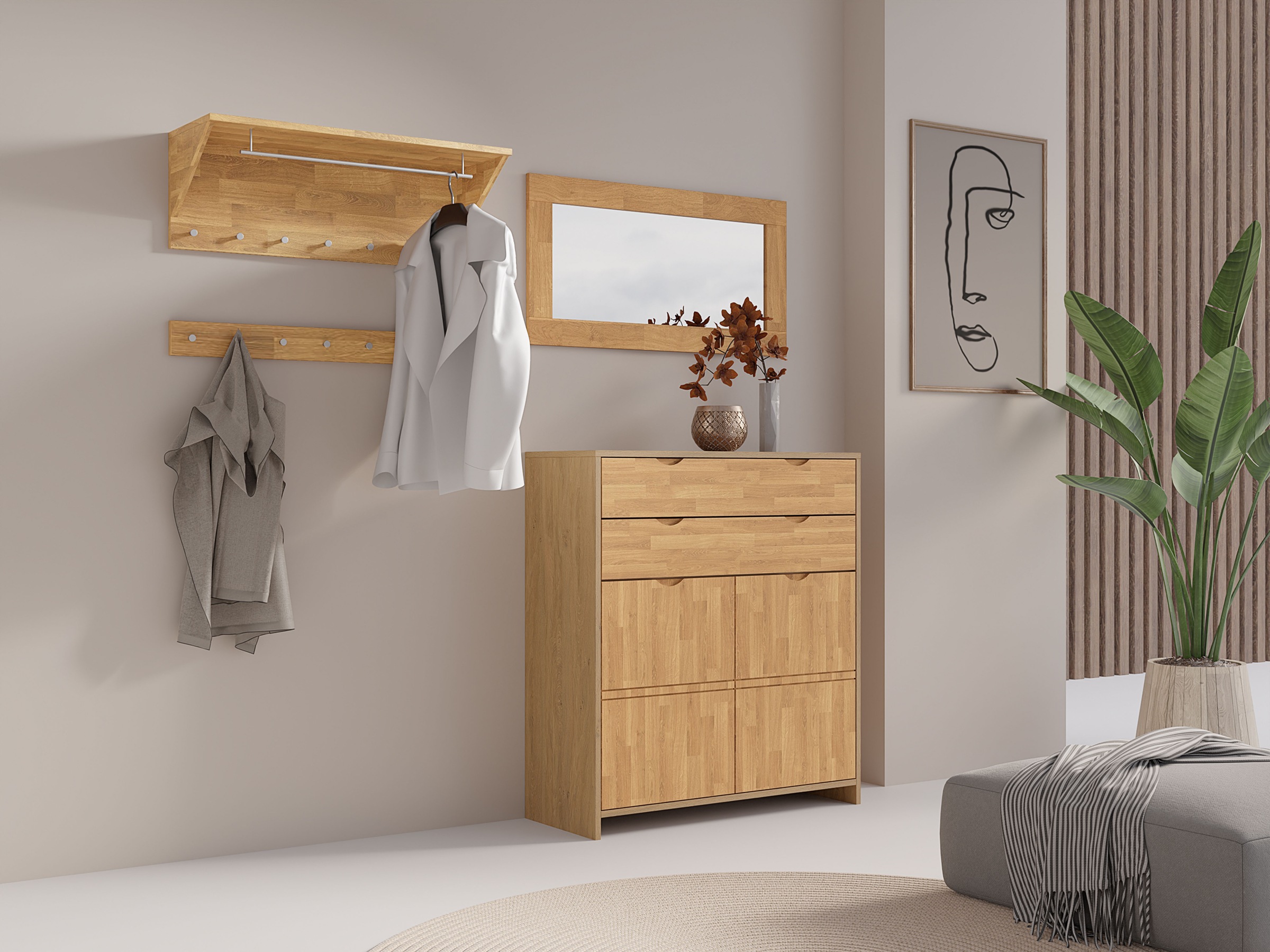 OTTO home Highboard »Maximus: 3 geräumige Fächer, 2 Softclose Schubladen,Hochwertig,Zeitlos« B/T/H: 96/38/107cm, Massivzholz Fronten&Oberdeckel, Korpus aus Melamin