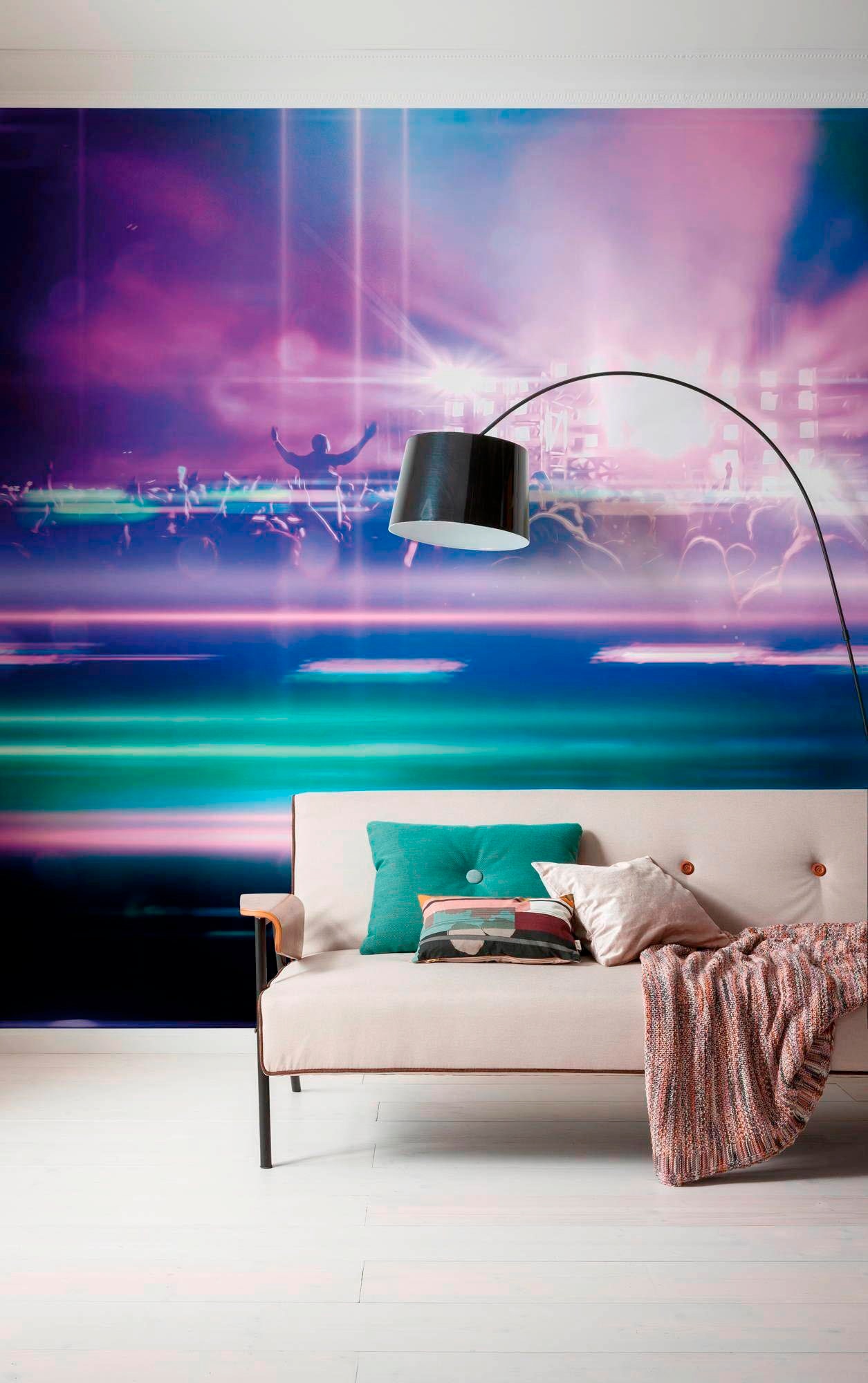 Komar Vliestapete »Digitaldruck Vlies - Open Air Electro - Größe 400 x 250 cm«, bedruckt, Wohnzimmer, Schlafzimmer