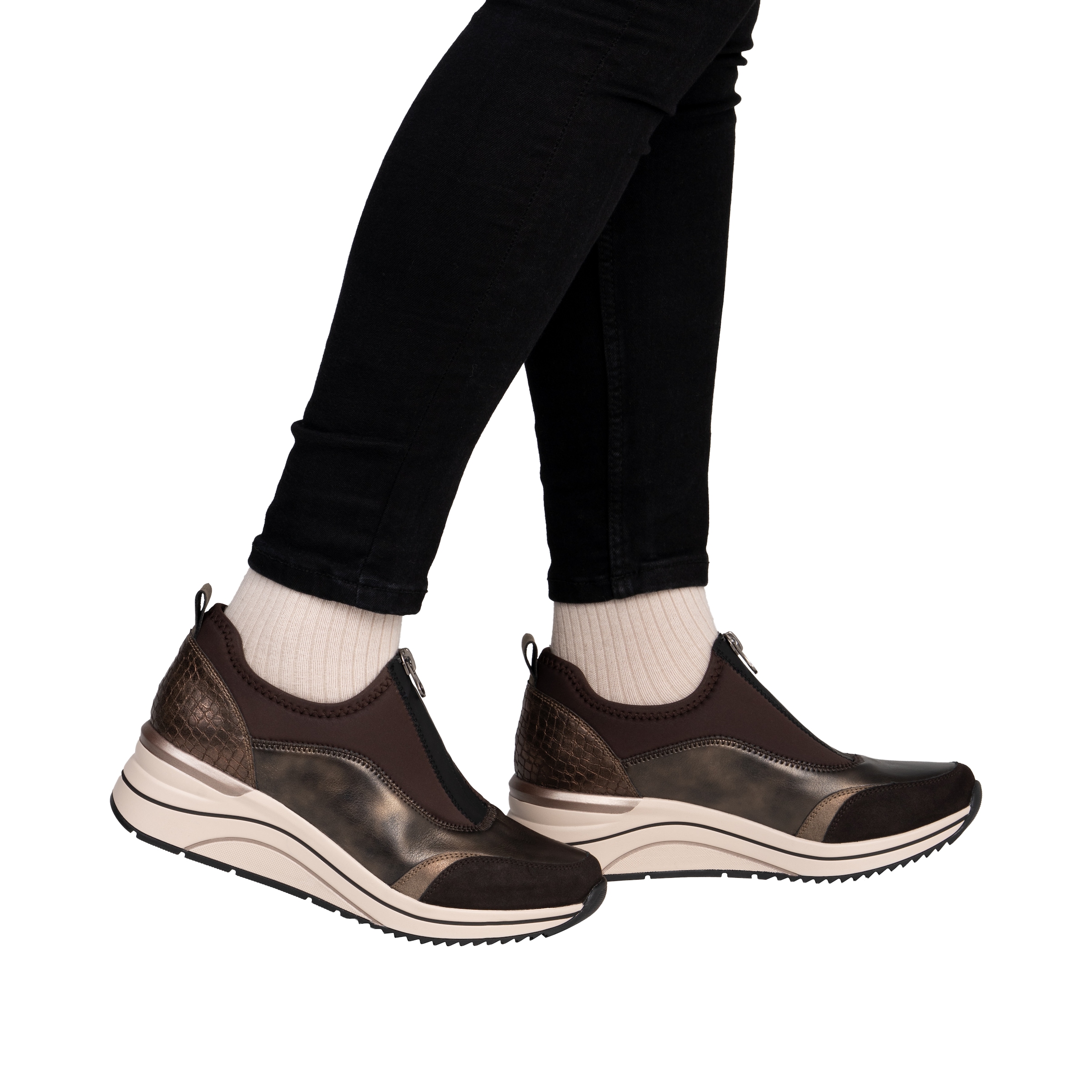 Remonte Slip-On Sneaker  Freizeitschuh, Halbschuh, Schlupfschuh mit Front-Reißverschluss