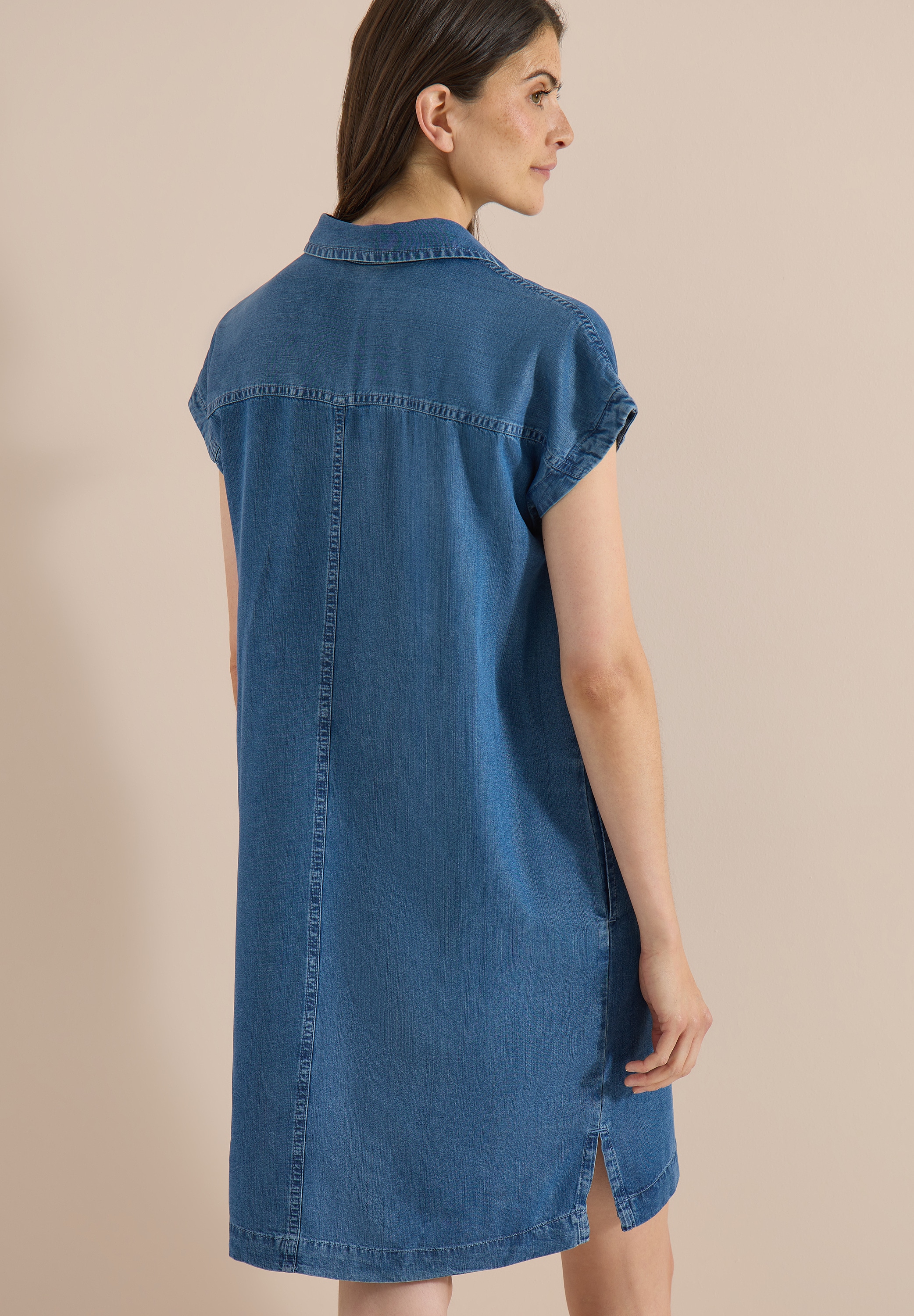Cecil Jeanskleid Eingrifftaschen Knielanges Sommer-Kleid im Denim-Look