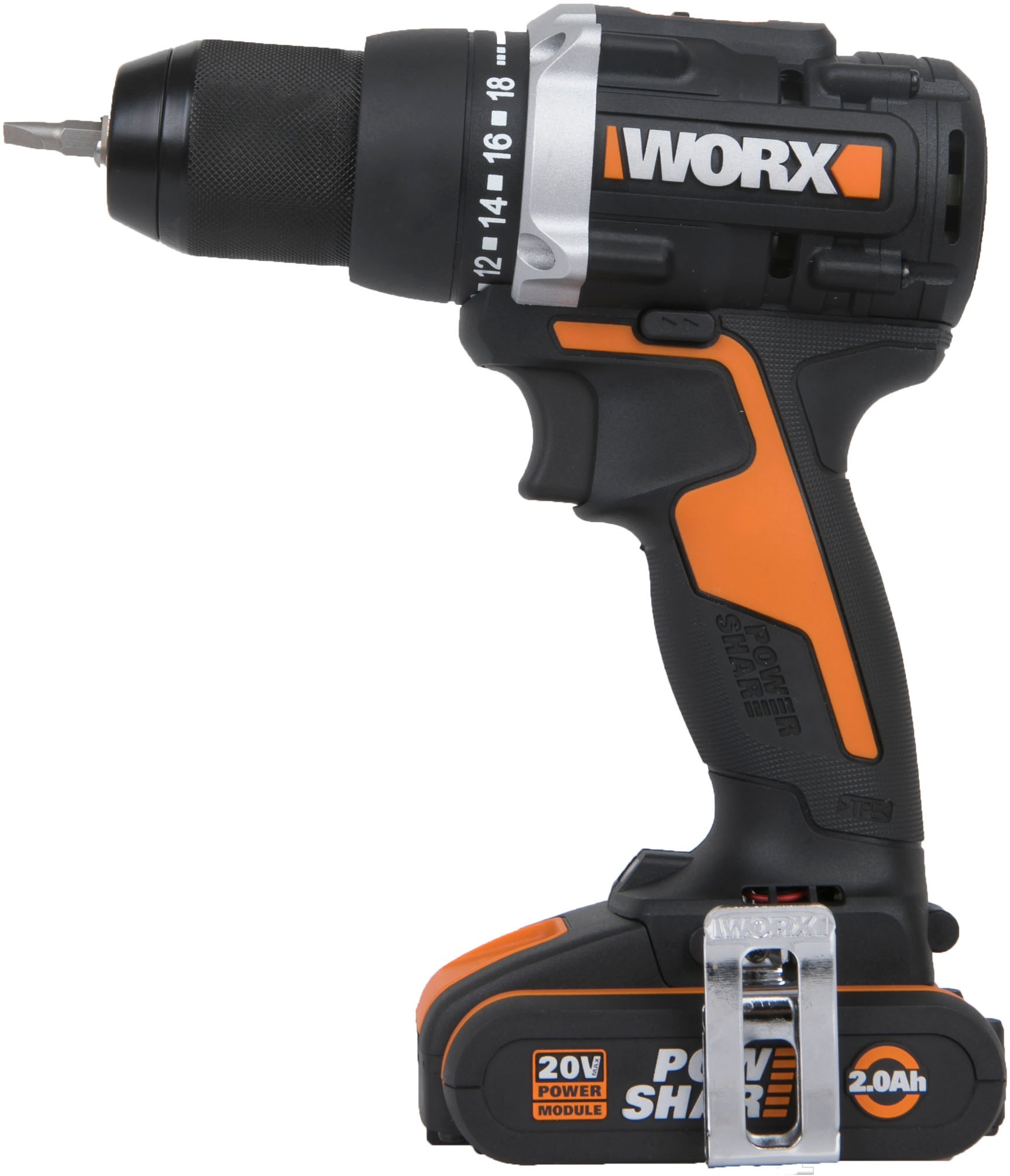 Worx Akku-Bohrschrauber »WX102 NITRO«, (Set), Brushless-Motor, 2-Gang-Getriebe, inkl. 2 Akkus & Ladegerät