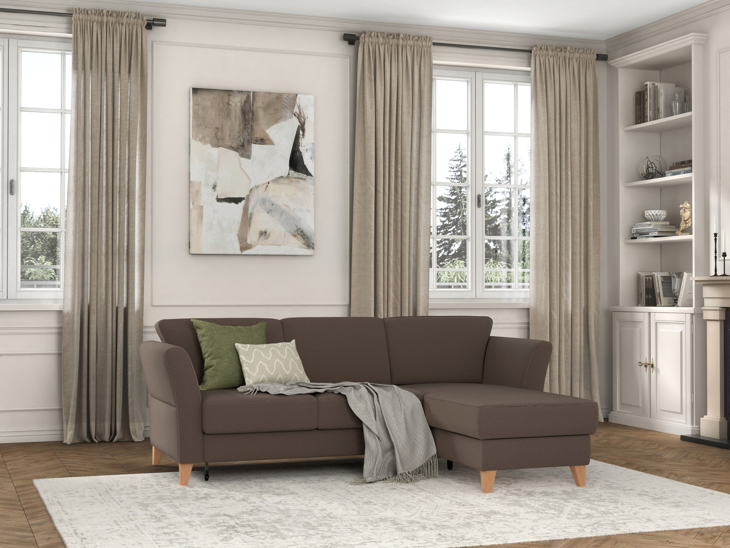 sit&more Ecksofa »Visby L-Form«, Wahlweise mit Bettfunktion und Bettkasten, frei im Raum stellbar