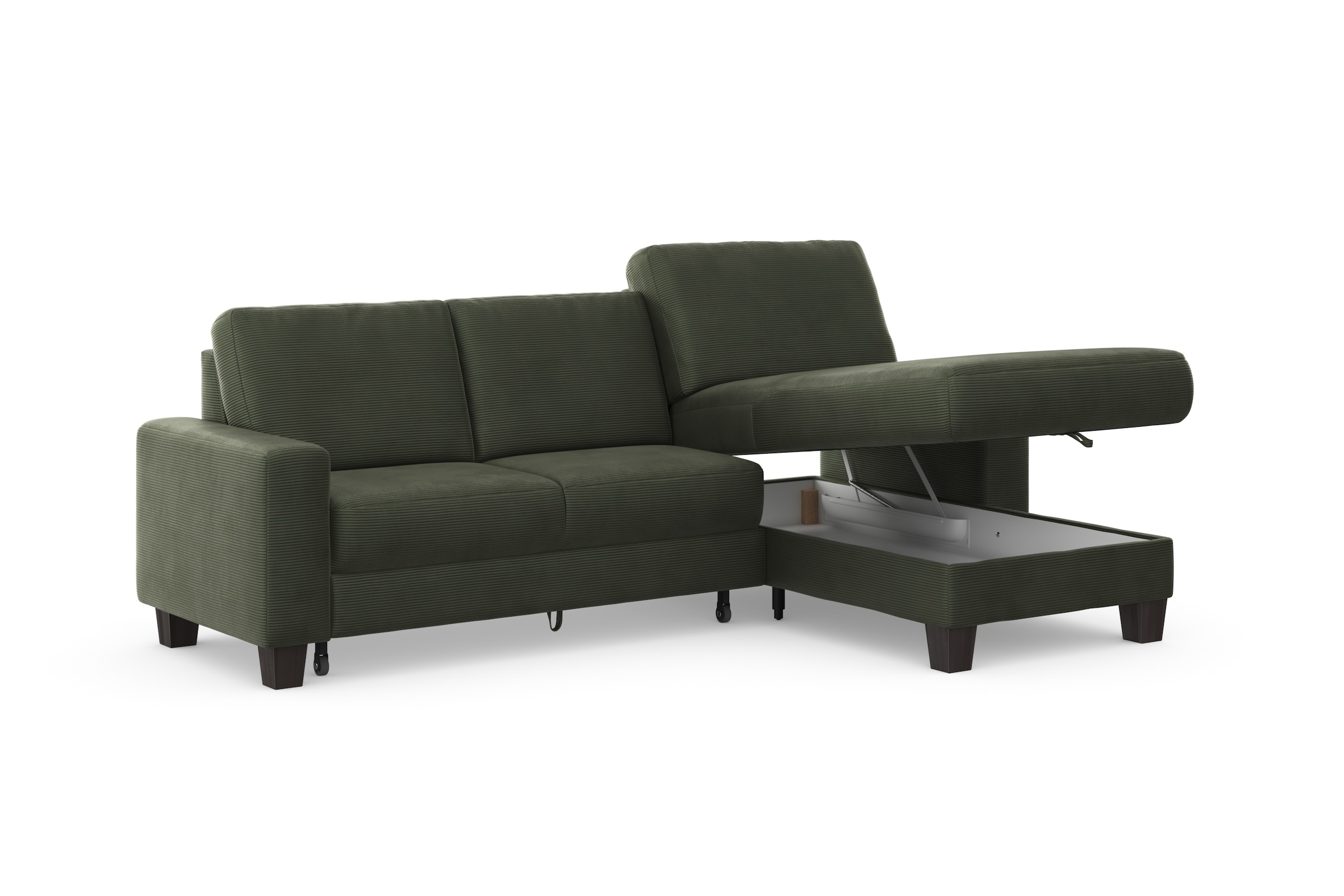 Home affaire Ecksofa »Summer L-Form«, mit Recamiere, mit oder ohne Bettfunktion und Bettkasten, Cord-Bezug