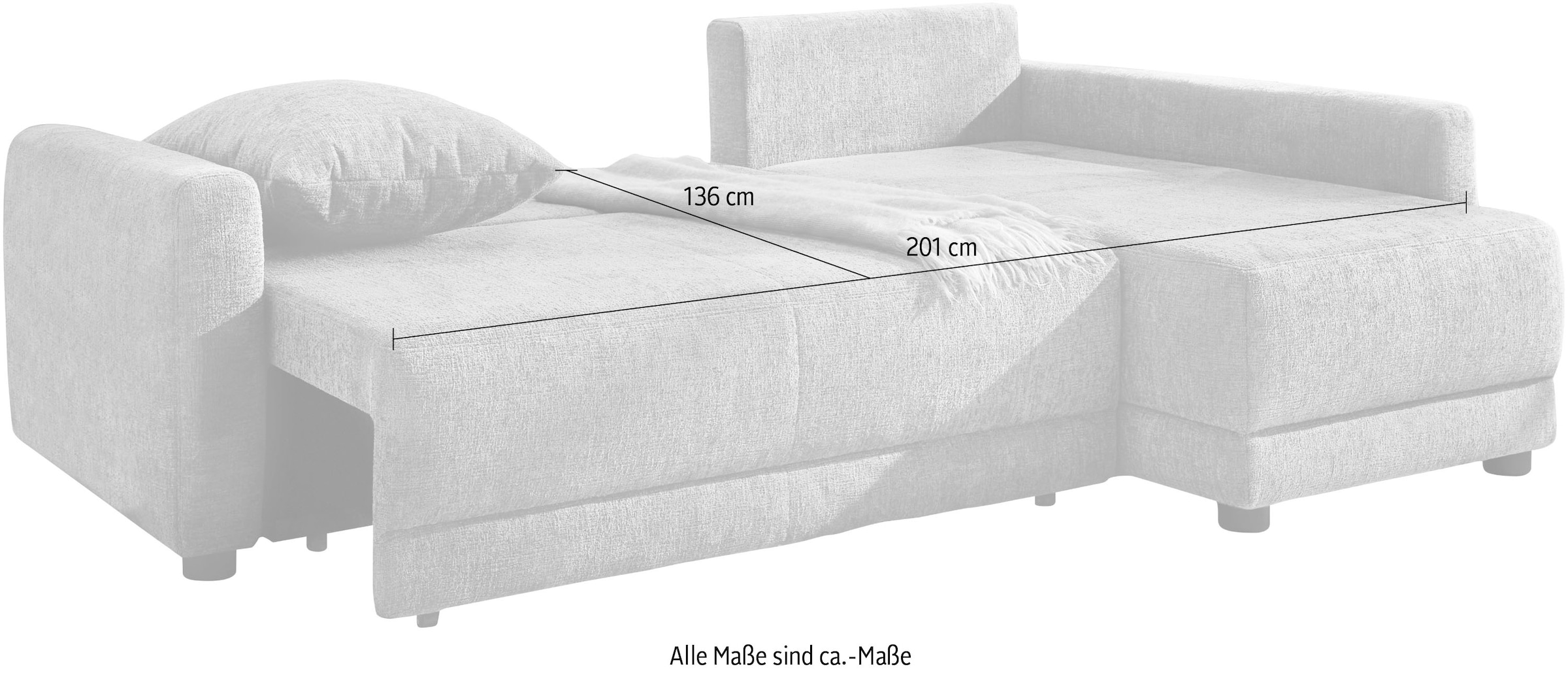 Jockenhöfer Gruppe Ecksofa »Venezia, inklusive Bettfunktion und Bettkasten« Ottomane links oder rechts montierbar, inkl. Rücken- und Zierkissen