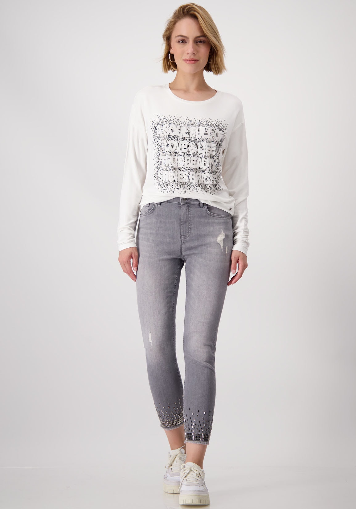 Monari 7/8-Jeans »Hose Jeans Schmuck«, mit Strass