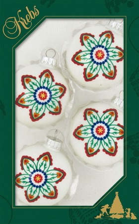 Krebs Glas Lauscha Weihnachtsbaumkugel »CBK50510, Weihnachtsdeko, Christbaumschmuck, Christbaumkugeln Glas«, (Set, 4 St.), mit Blumendekor