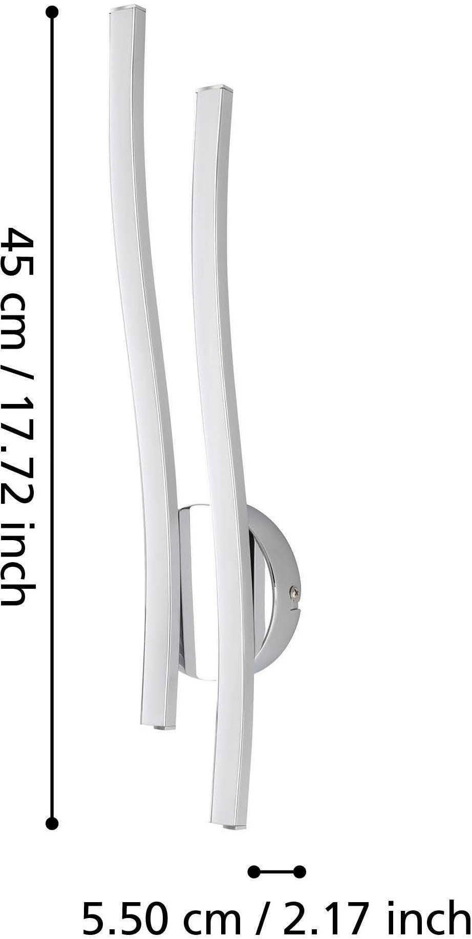 EGLO Wandleuchte »Valmora Wandlampe, Alu und Kunststoff, Wohnzimmerlampe, Flurlampe« LED-Modul 1 Stk. Warmweiß EGLO LED Wandlampe Valmora, Kunststoff, Farbe: Chrom