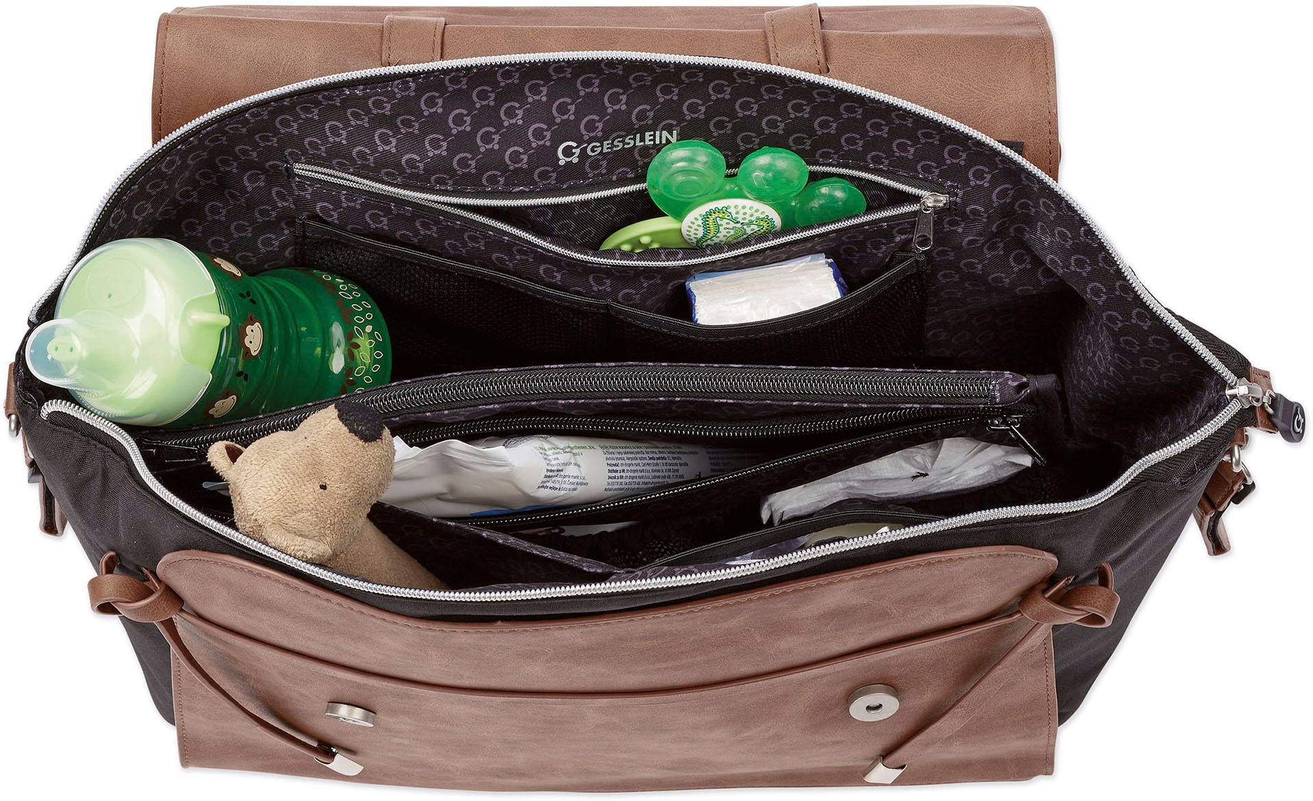 Gesslein Wickeltasche »N°4 tabak, sand«, mit Wickelauflage und Flaschenhalter, Made in Germany