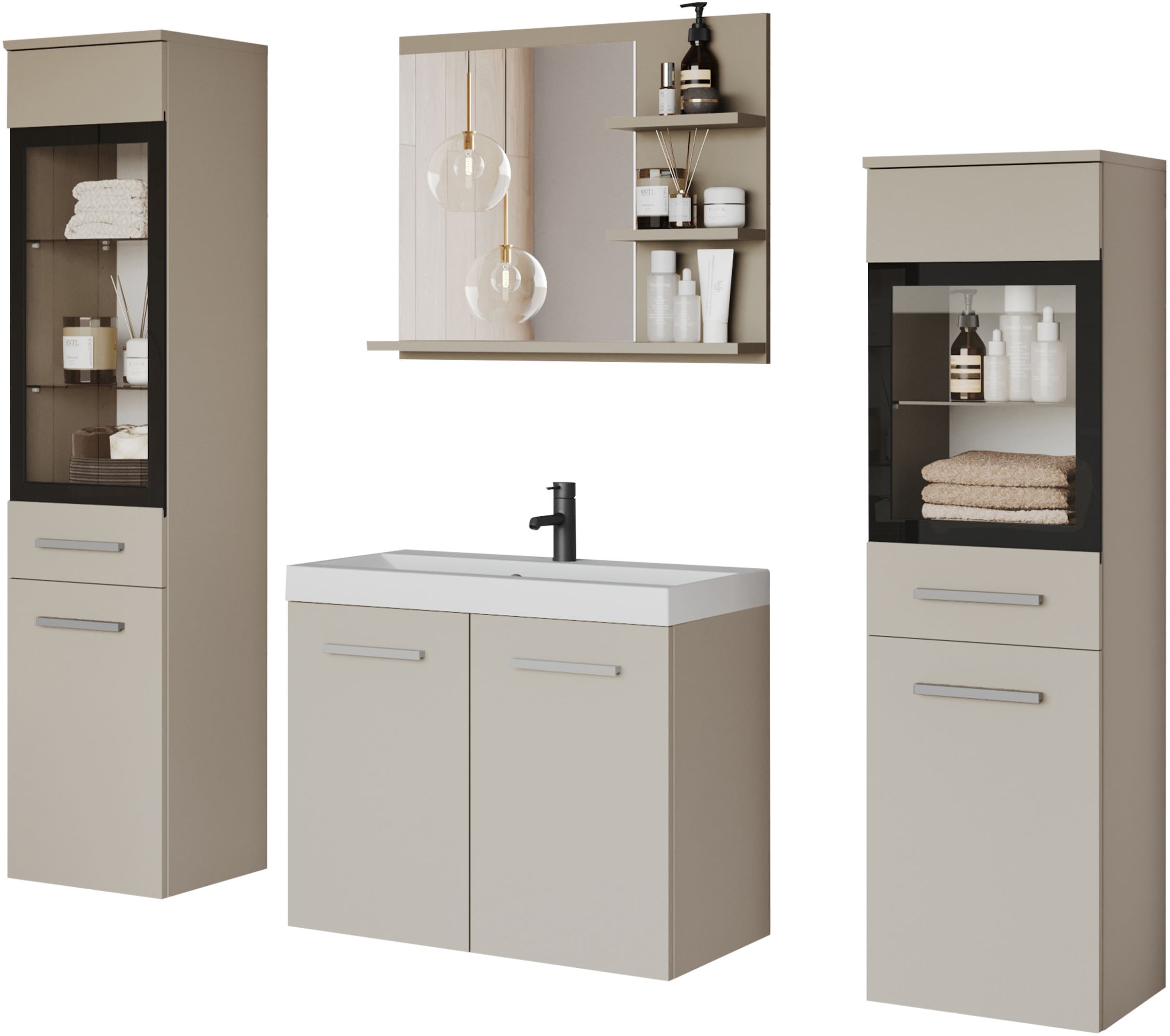 welltime Badmöbel-Set »MADRIT« Komplett-Set, mit Waschbecken, 5 Stk. tlg. günstig online kaufen
