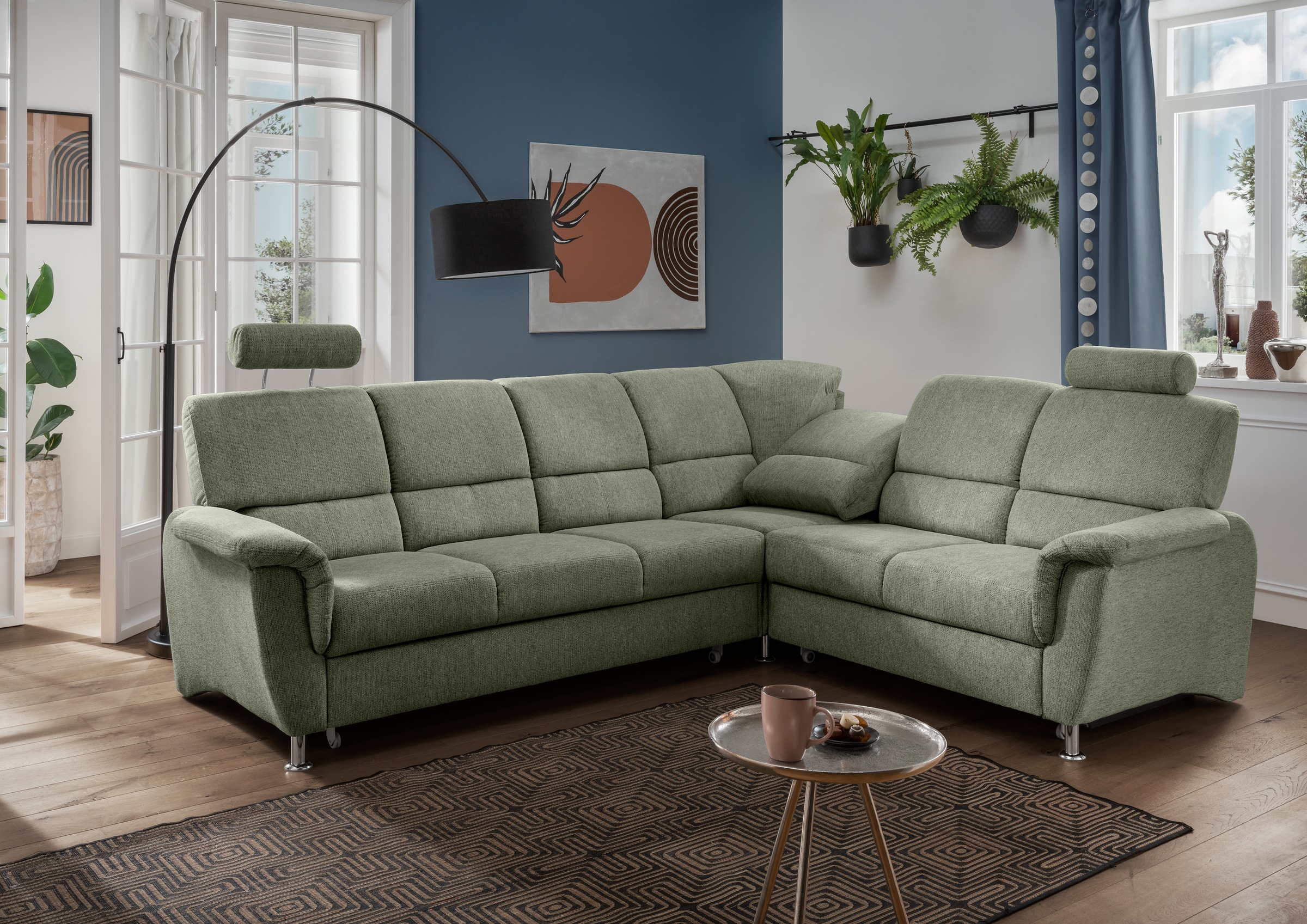 Home affaire Ecksofa »Pisa L-Form, mit Schlaffunktion, Stauraum, 2x höhenve günstig online kaufen