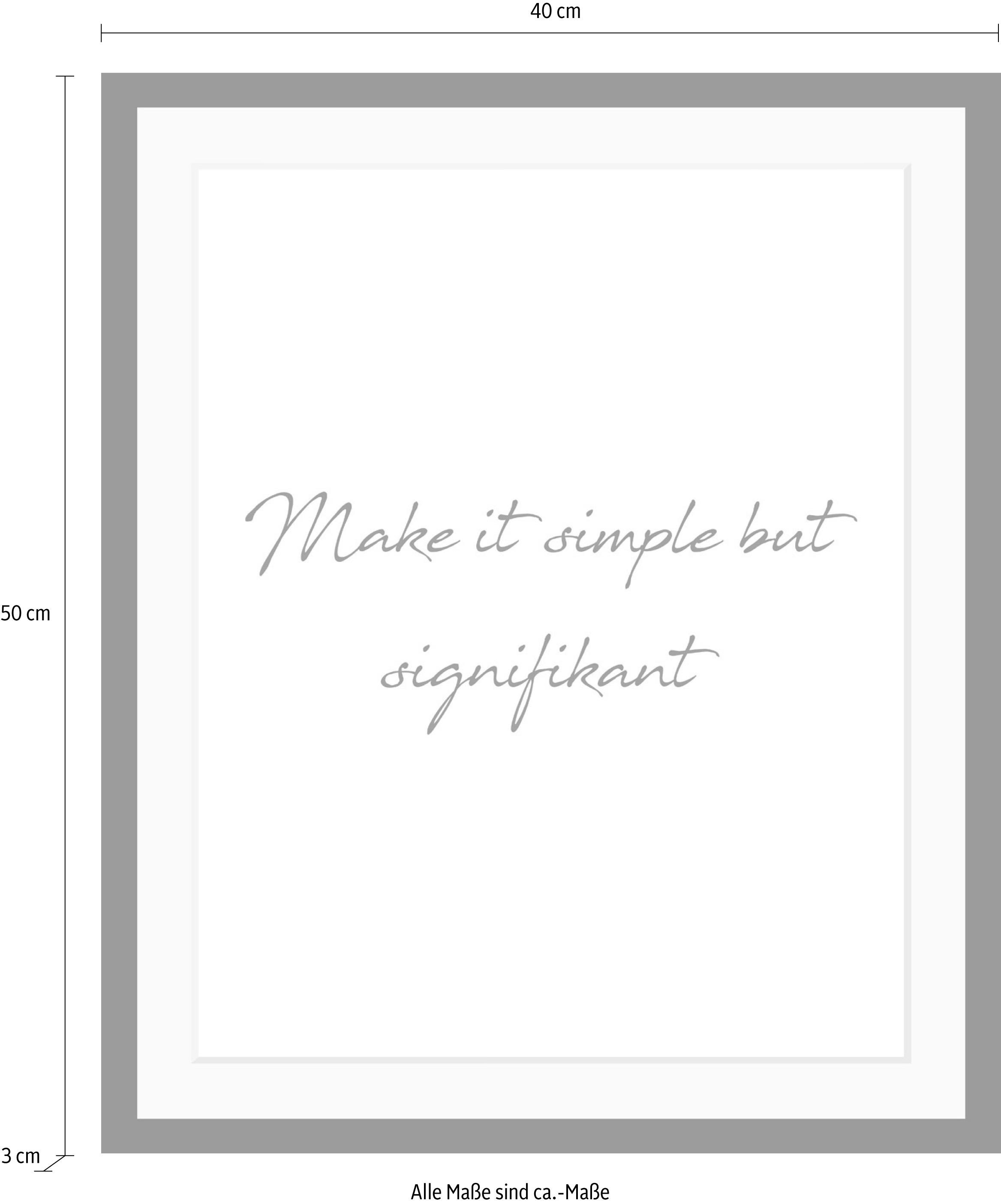 queence Bild »Simple«, Schwarz-Weiß-Schriftzug-Motivationsbilder-Spa-Spa Bilder, HD Premium Poster-Druck inkl. Holzrahmen