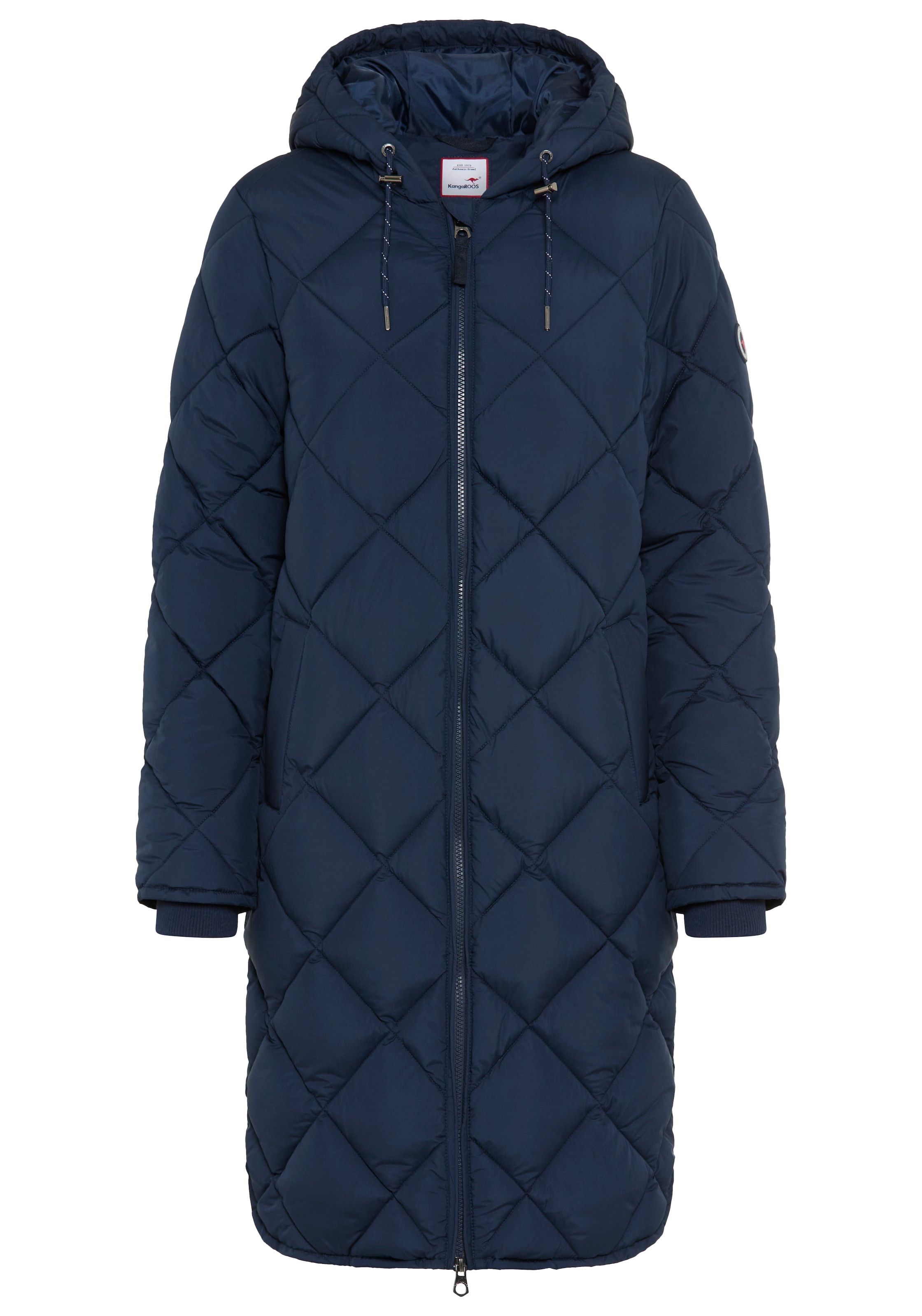 KangaROOS Steppjacke mit Kapuze lange Form mit Kapuze und modernem Steppmuster