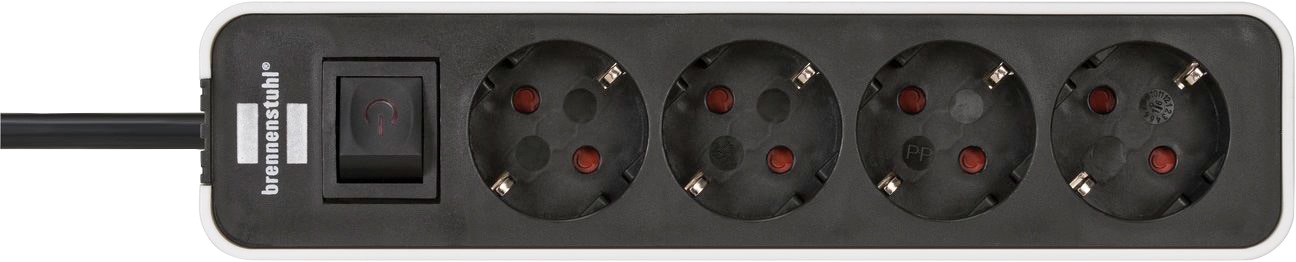 Brennenstuhl Steckdosenleiste, 4-fach, (Ein- / Ausschalter), 4-fach Steckerleiste mit Schalter