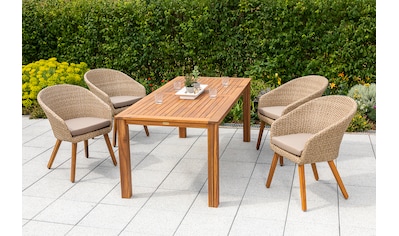 MERXX Garten-Essgruppe »Arrone«, (5 tlg.), 4 Sessel mit Kissen, Tisch kaufen
