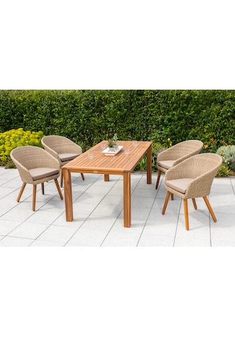 MERXX Garten-Essgruppe »Arrone«, (5 tlg.), 4 Sessel mit Kissen, Tisch kaufen