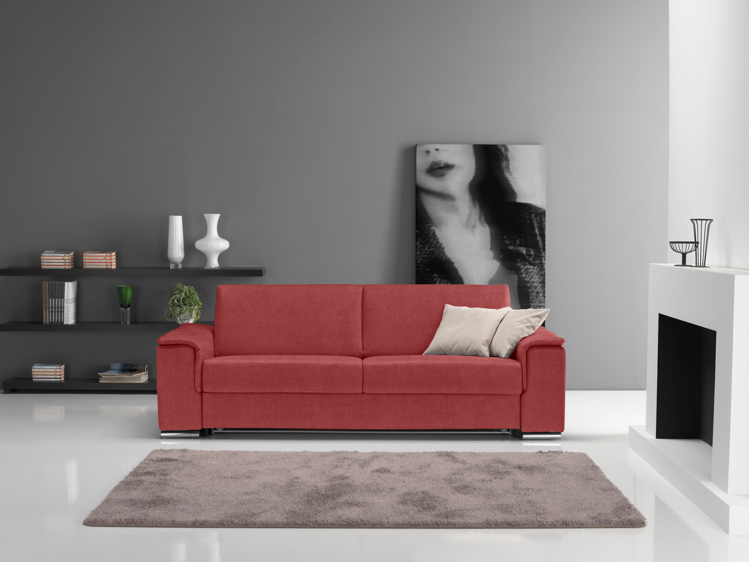 Egoitaliano Schlafsofa »Cecilia, modern & elegant, erstklassiger Sitzkomfort, Dauerschläfer«, inkl. Matratze und hochwertigem Metallbettrahmen, toller Schlafkomfort
