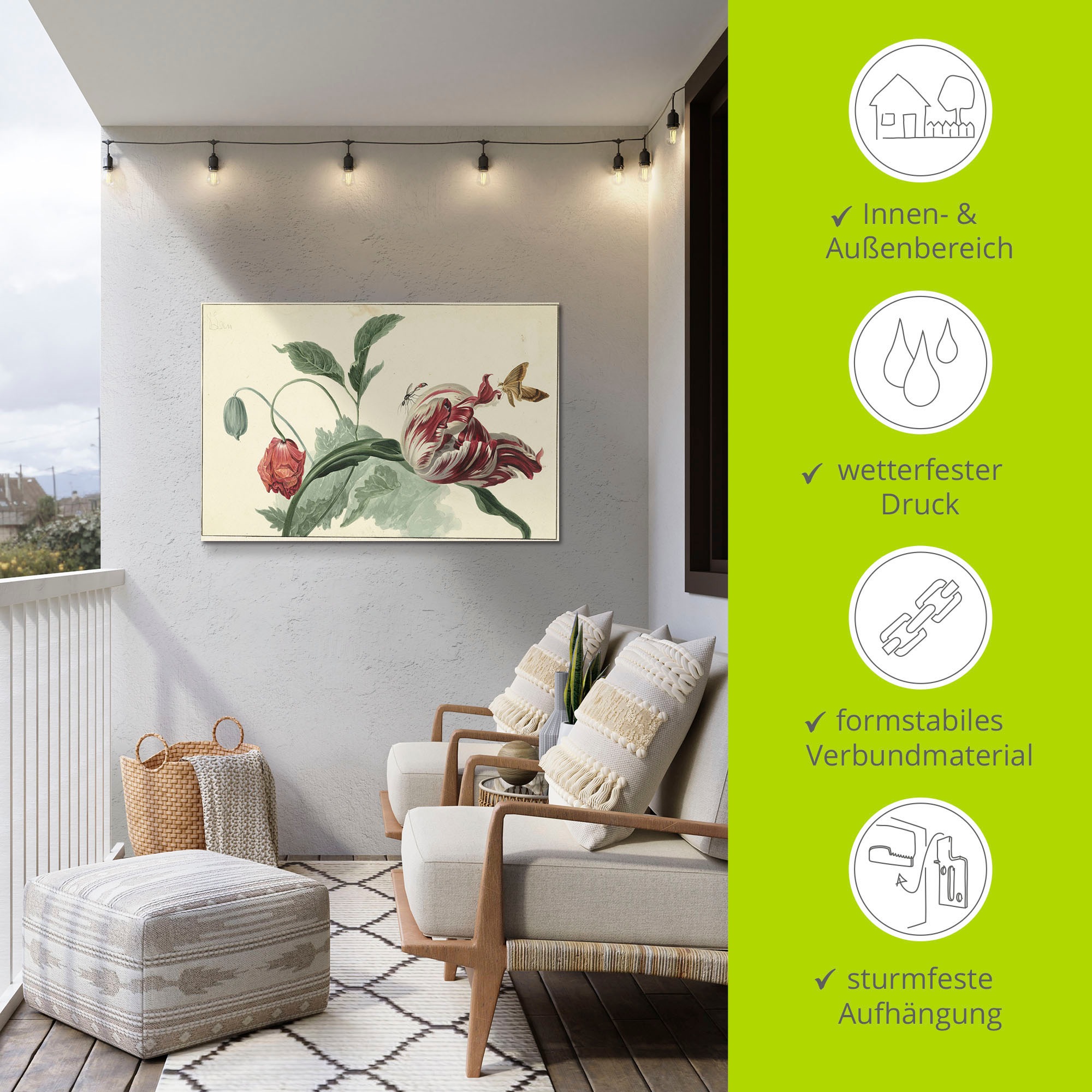 Artland Wandbild »Tulpe und Mohn.«, Blumenbilder, (1 St.), als Alubild, Outdoorbild, Leinwandbild, Poster in verschied. Größen