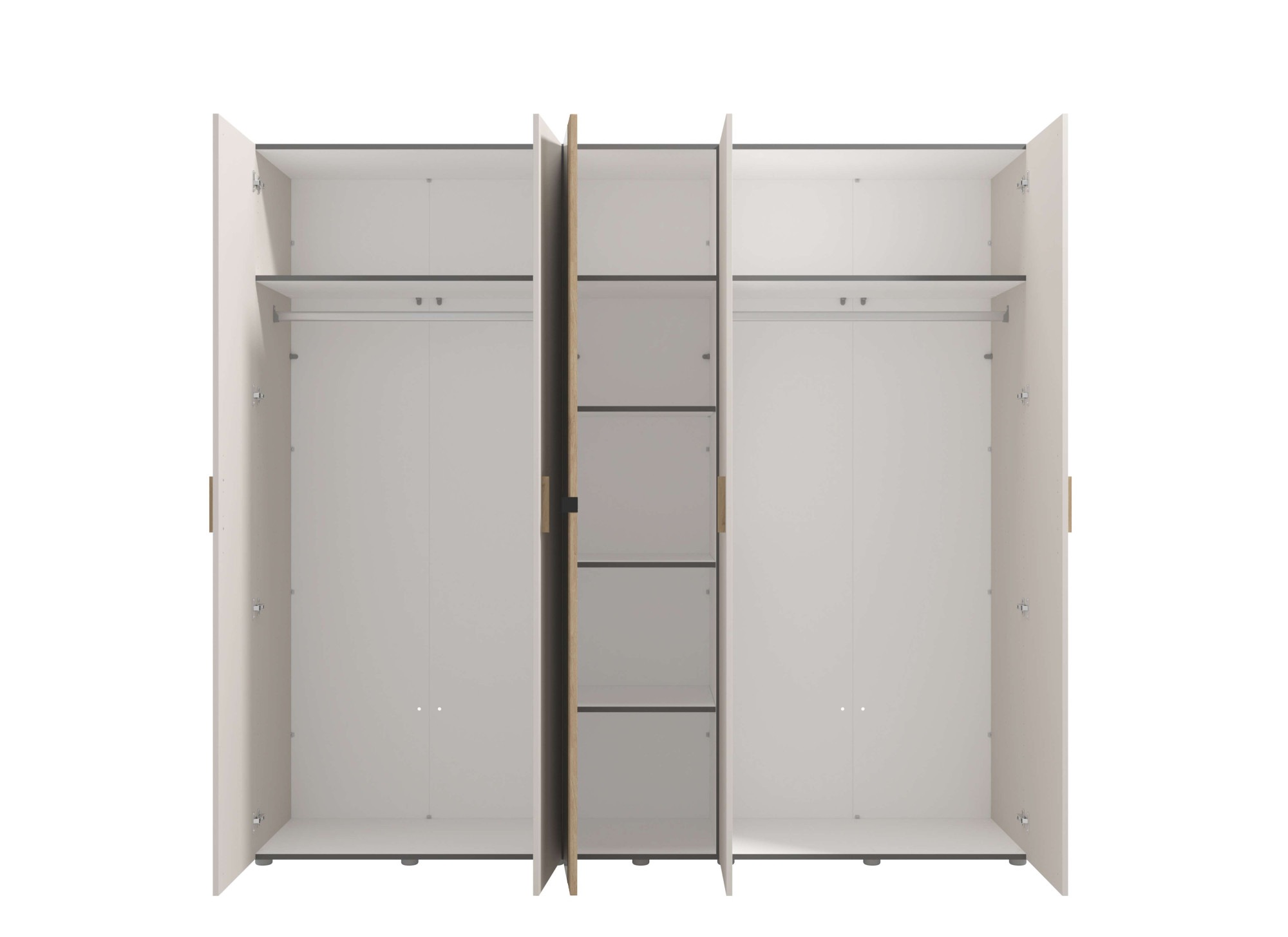Home affaire Kleiderschrank »Belfort, Schlafzimmerschrank mit Spiegel 5-türig Wäscheschrank«, 225x56x208, FSC®-zertifizierter Holzwerkstoff, Trendfarbe cashmere