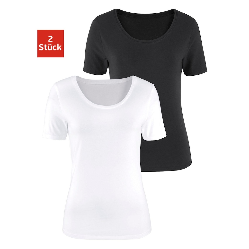 Vivance Kurzarmshirt, (2er-Pack)