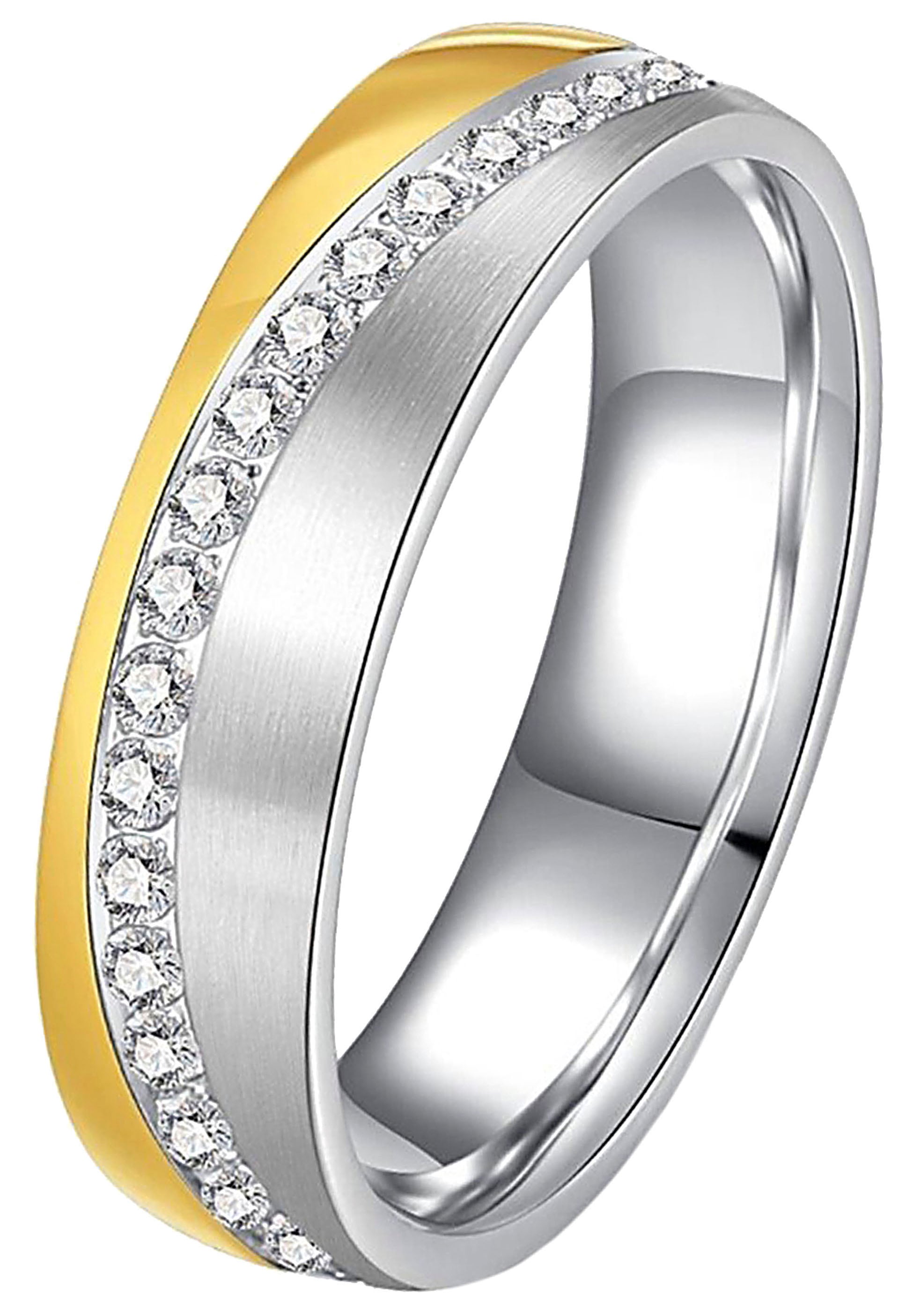 DOOSTI Trauring »Schmuck Geschenk Edelstahl Trauring Ehering Partnerring LIEBE«, wahlweise mit oder ohne Zirkonia