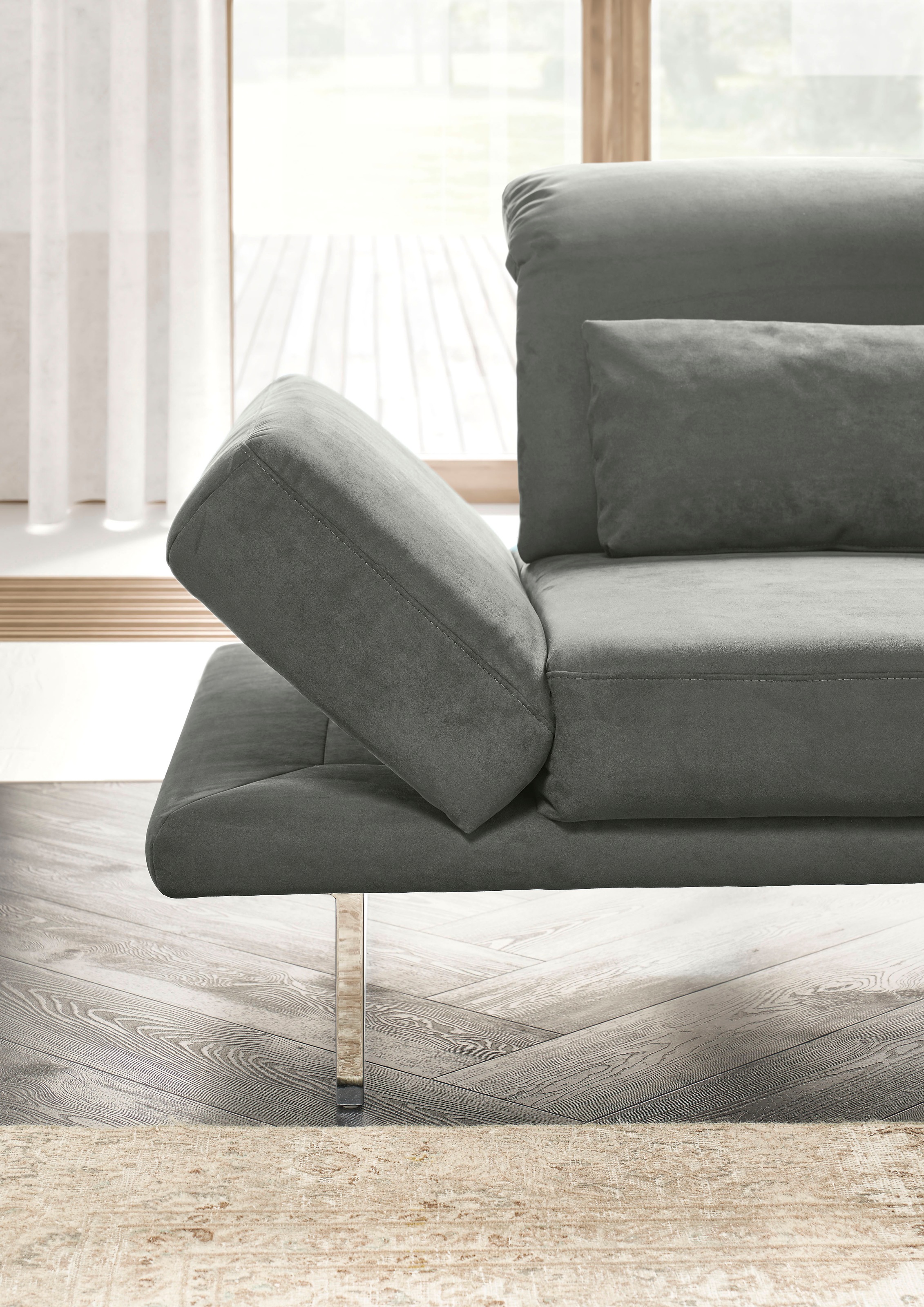 3C Candy 3-Sitzer »Mallow Designsofa mit Komfortfunktionen, modern und bequem,«, Verstellbare Armlehne und Kopfteil, manuelle Sitztiefenverstellung