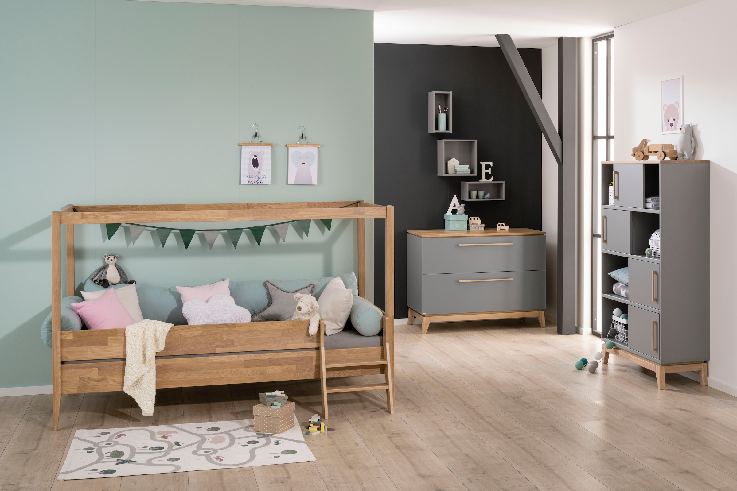 PAIDI Wickelkommode »STIENE in Beige oder Grau, 2 Schubladen mit Soft-Close, Vollauszug« bis 50 kg Kommode 123 cm Breite, geprüfte Sicherheit, Wickeltisch mit Massivholz 123 cm