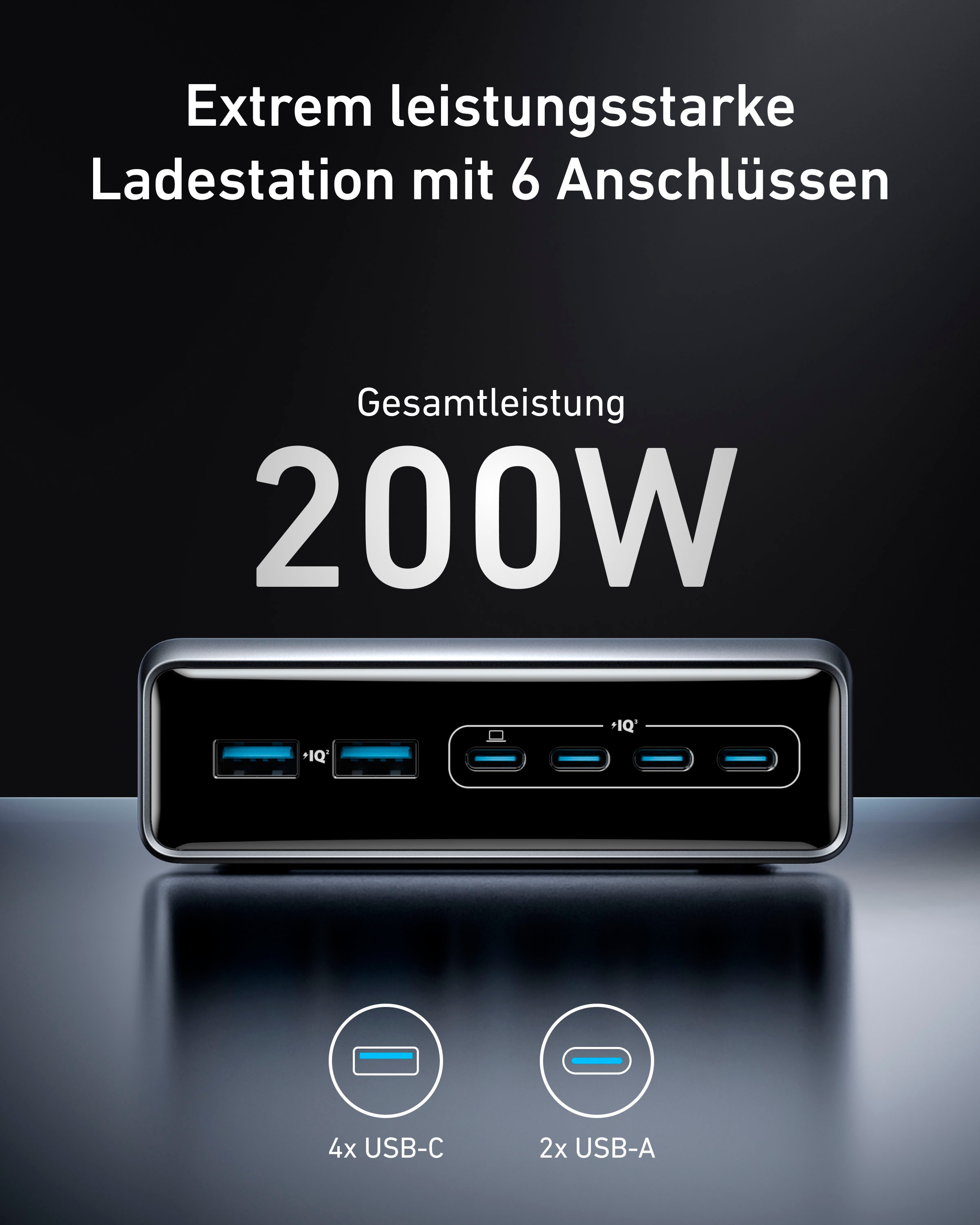 Anker USB-Ladegerät »Prime (200W, 6 Ports, GaN)«