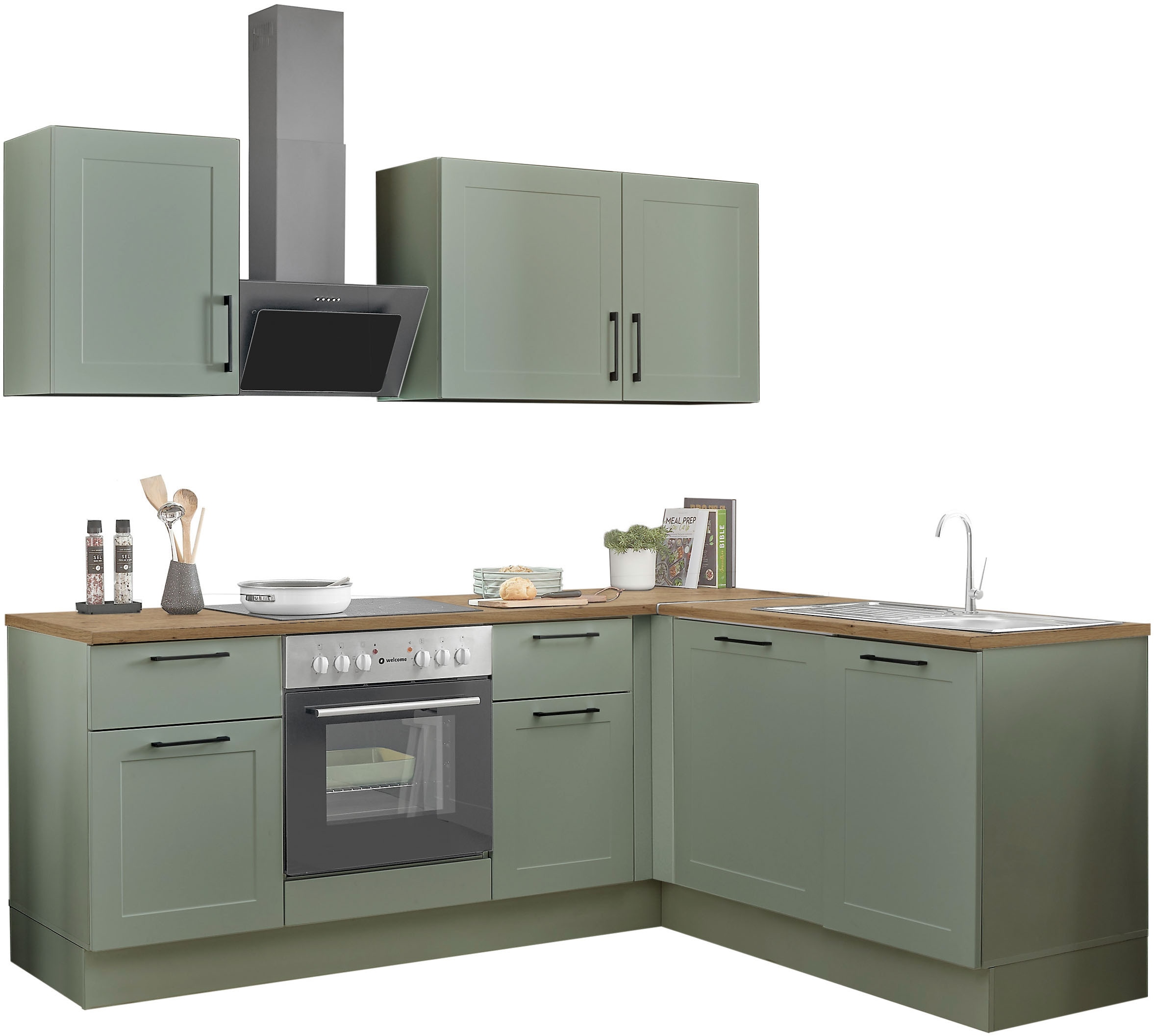 BASIC by Balculina Winkelküche »Marsi« Stellmaße 220x175 cm, wahlweise mit E-Geräten, Soft-Close-Funktion