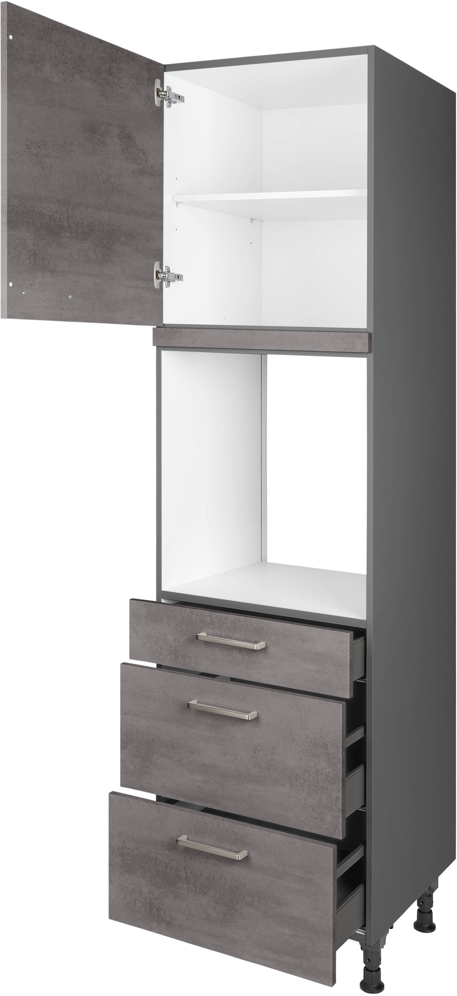 nobilia® Backofenumbauschrank »"Riva", Ausrichtung wählbar, mit Schublade und zwei Auszügen und«, einer Tür, vormontiert, Breite/Höhe: 60/216,6 cm