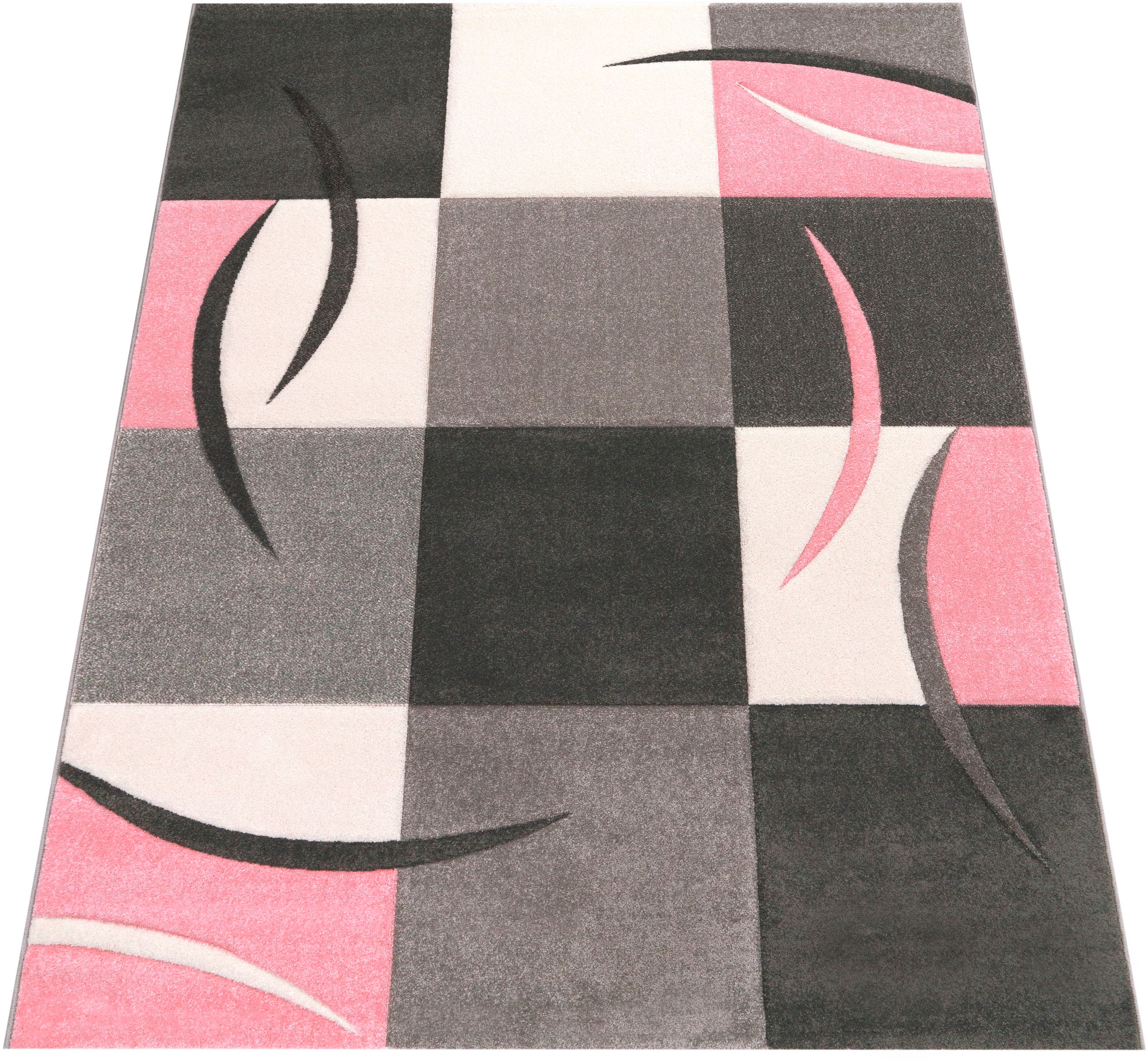 Paco Home Teppich »Lara 235«, rechteckig, 16 mm Höhe, Kurzflor, modernes Design, Pastell-Farben, mit Konturenschnitt