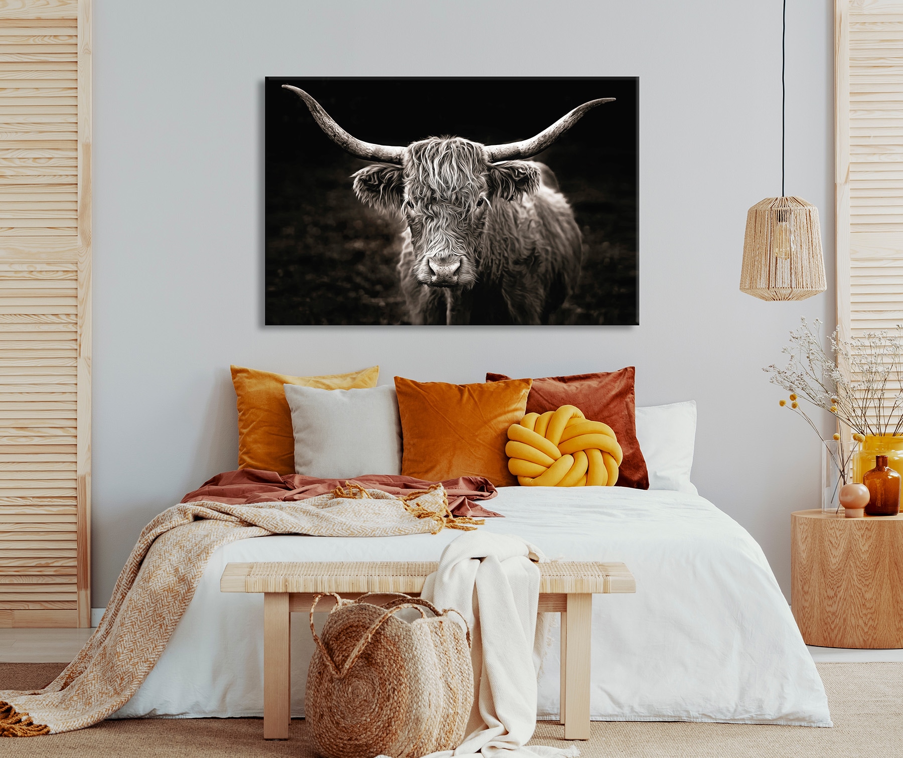 Bönninghoff Leinwandbild »Wandbild HOCHLANDRIND 78x118 cm – Leinwandbild Keilrahmen Deko modern« Kuhbilder 1 Stk. tlg. auf Keilrahmen gespannt