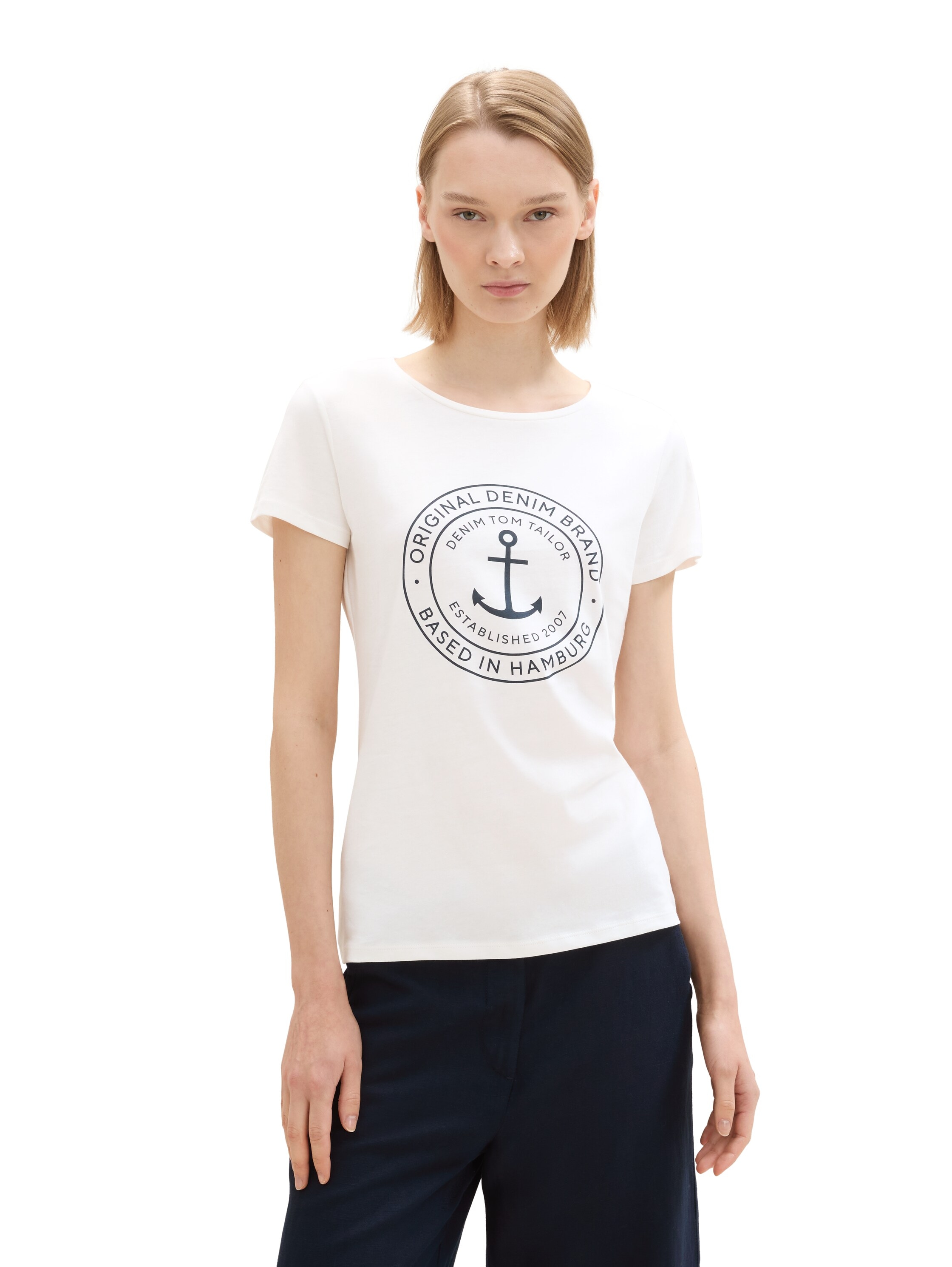 TOM TAILOR Denim T-Shirt, (Packung, 2 tlg.), Doppelpack mit Logo-Print