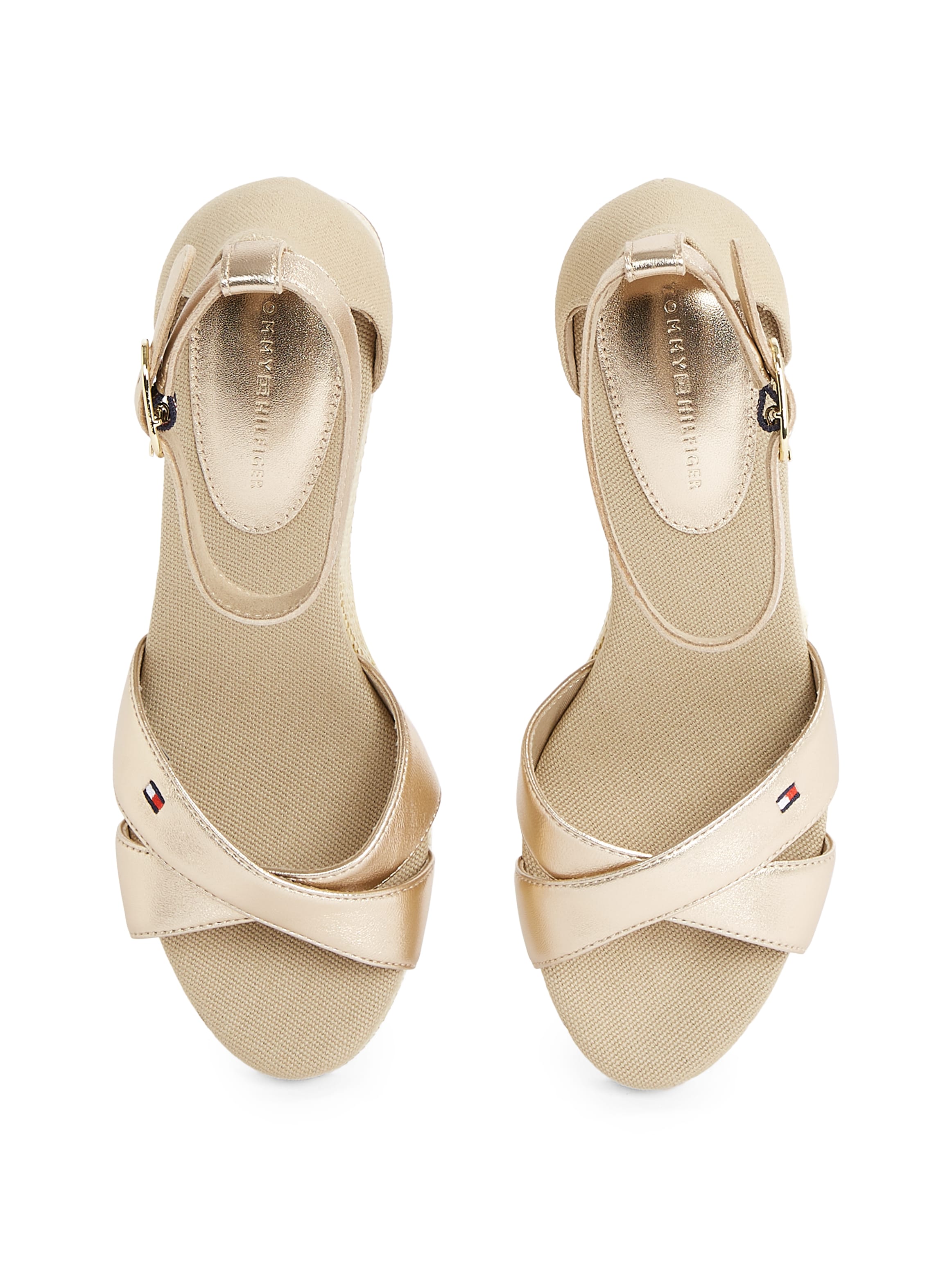 Tommy Hilfiger Keilsandalette »FLAG METALLIC MID WEDGE ESPAD«  , Riemchensandale, Sommerschuh mit verstellbarer Schnalle