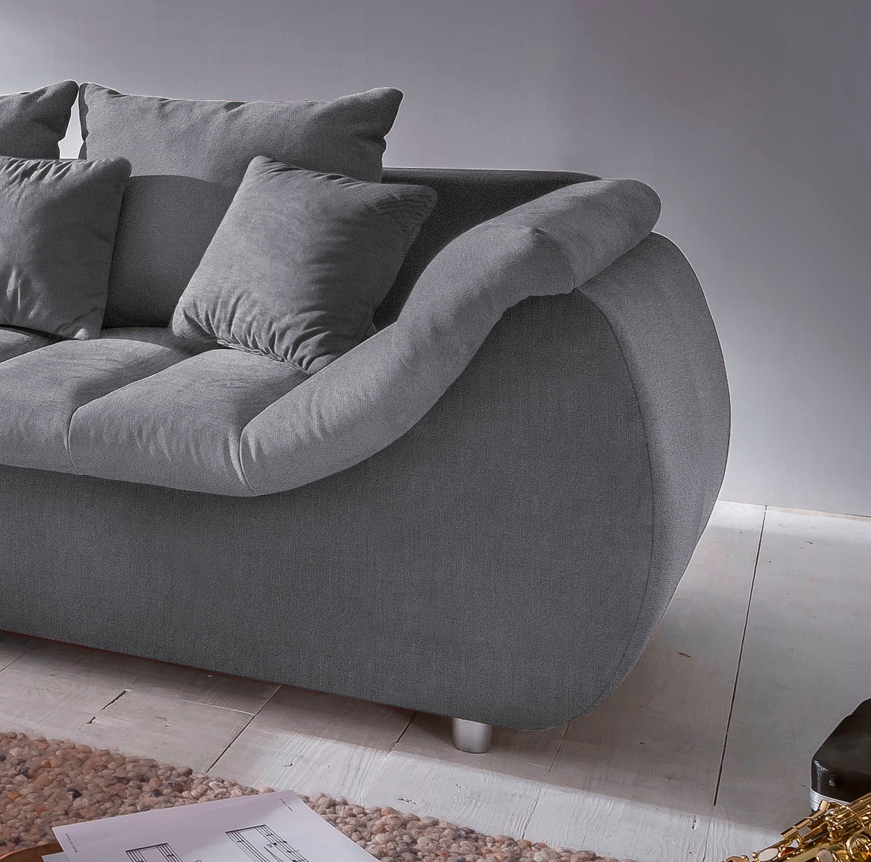 INOSIGN Ecksofa »Imola elegant und bequem, aktuelle Steppung im Sitz, L-Form«, wahlweise mit Bettfunktion