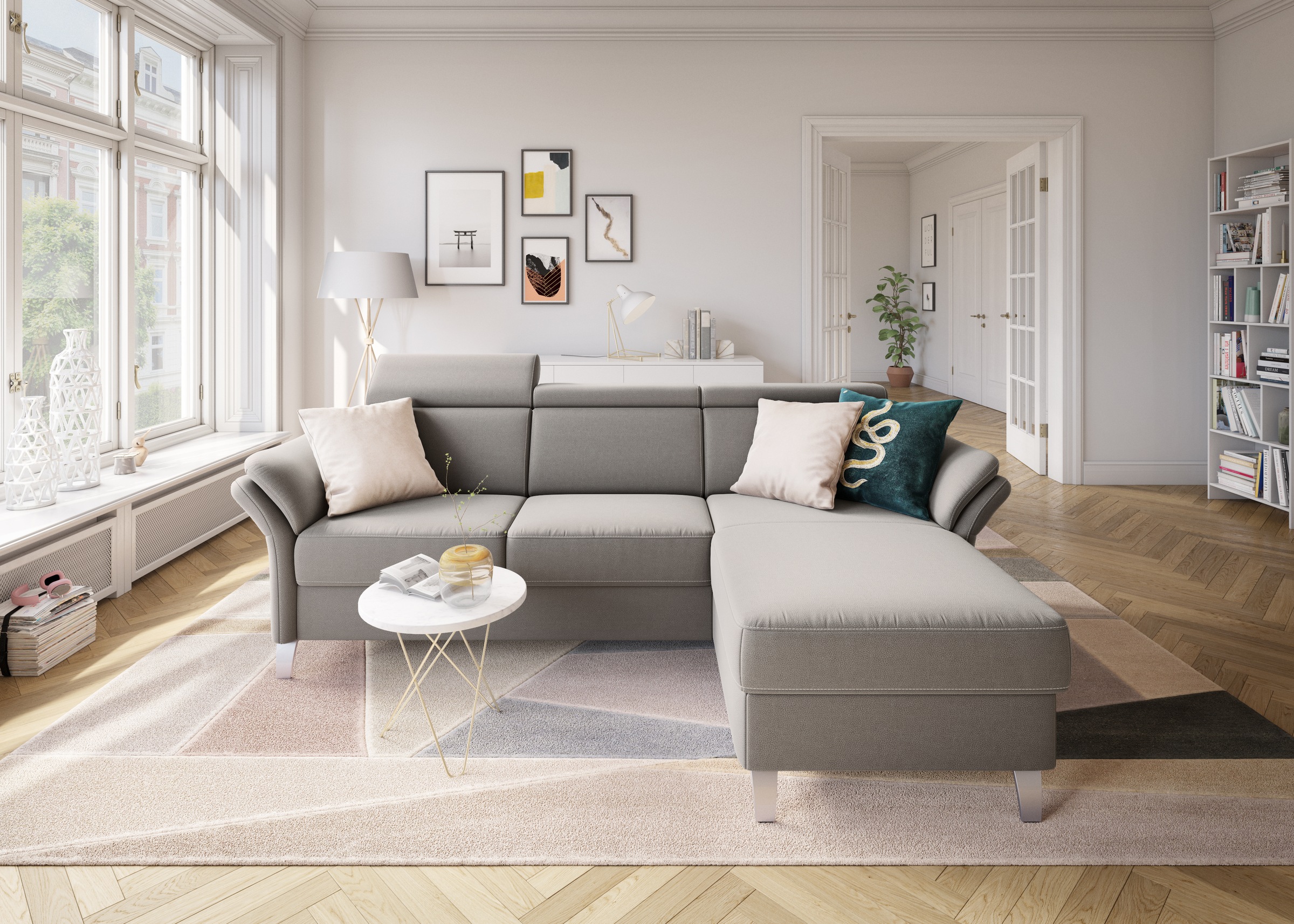sit&more Ecksofa »Vincenzo L-Form«, inklusive Kopfteilverstellung, wahlweise mit Bettfunktion, Bettkasten
