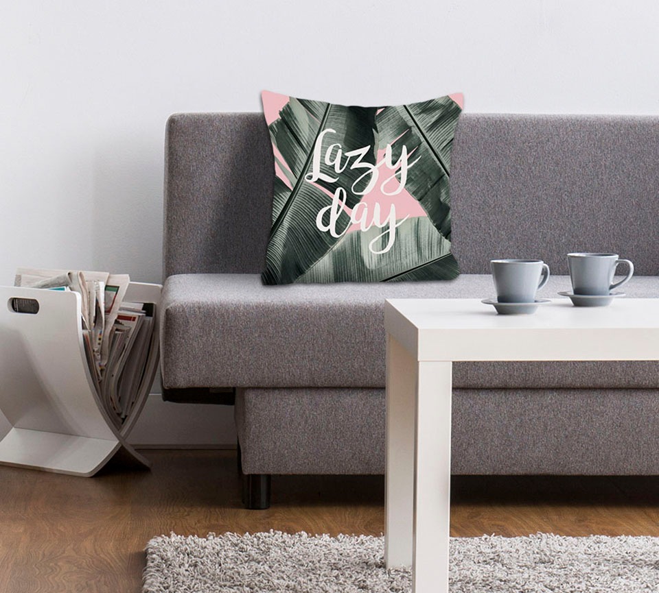 queence Dekokissen »Lazy Day«, Kissenhülle,Lazy Day,Federn,Ruhig,Entspannt, günstig online kaufen