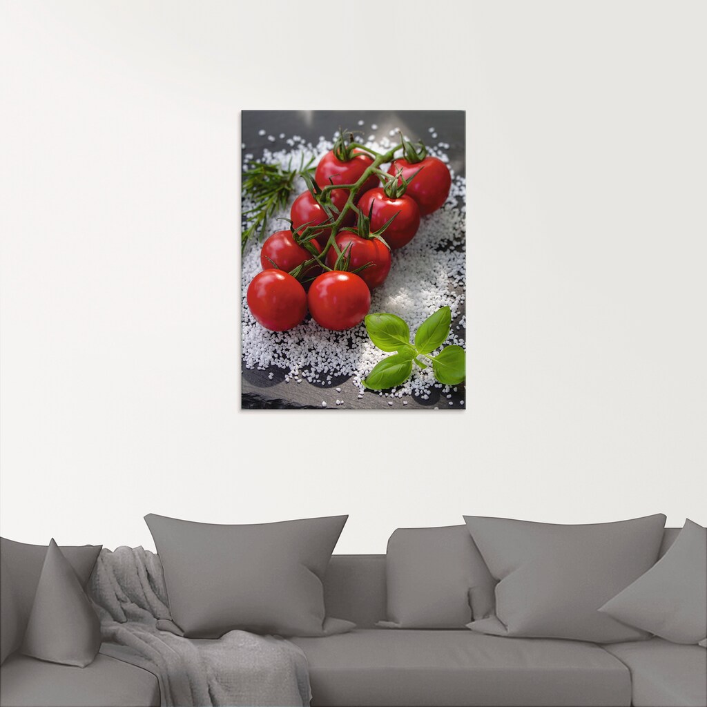 Artland Glasbild »Tomaten Rispe auf Salz«, Lebensmittel, (1 St.)