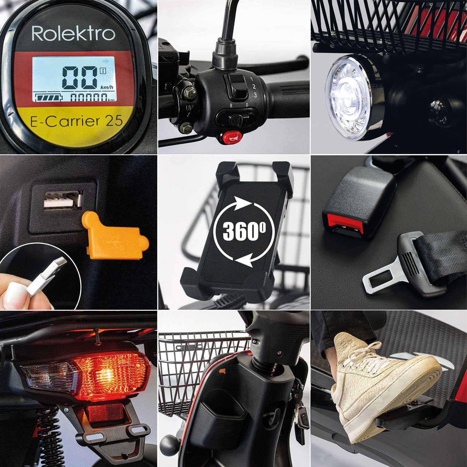 Rolektro Elektromobil »Rolektro E-Carrier 25 V.3 Lithium ohne Koffer«, (Korb)