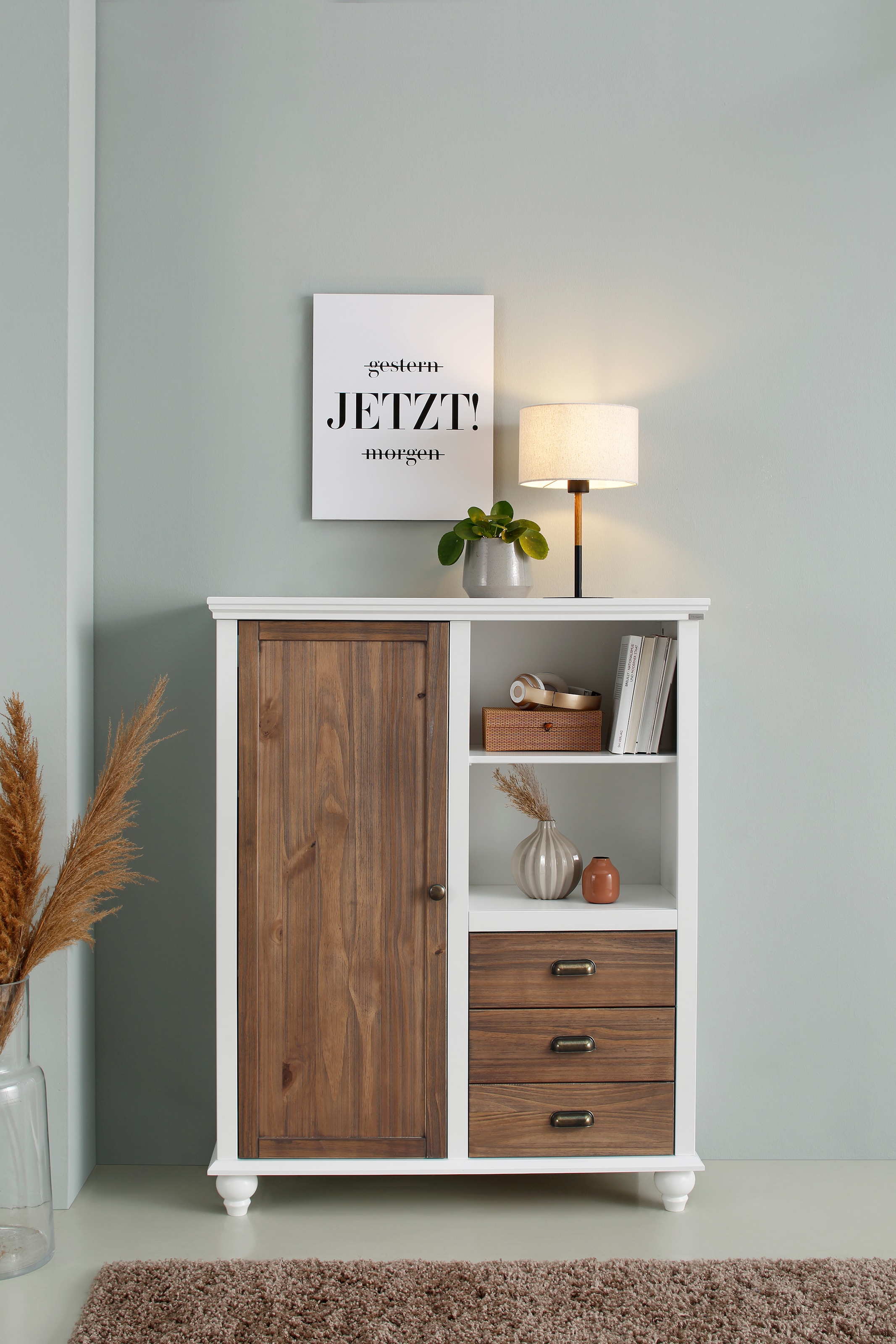 Home affaire Hochschrank »Borey«,  aus Massivholz