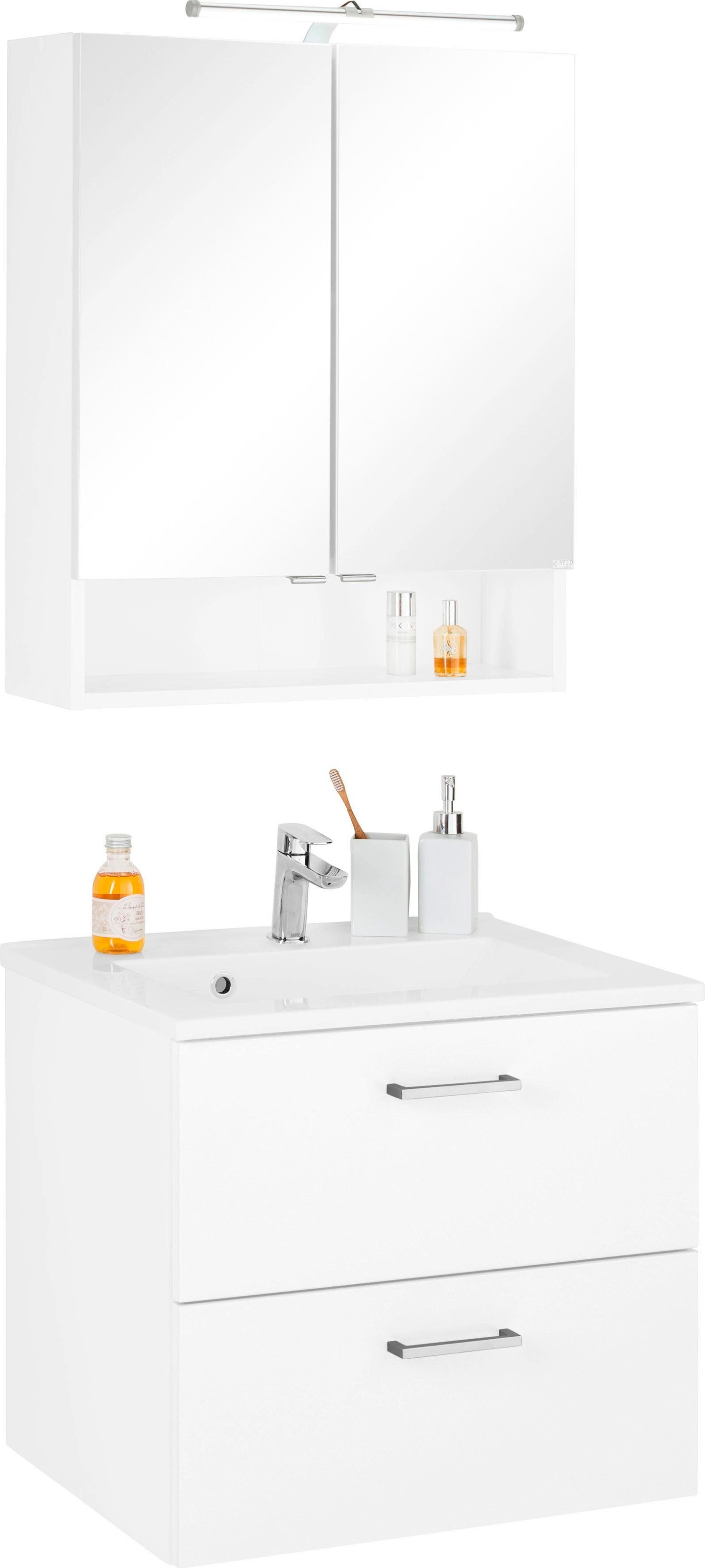 welltime Badmöbel-Set »Ribera«, (2 St.), Spiegelschrank Breite 60 cm, Wasch günstig online kaufen