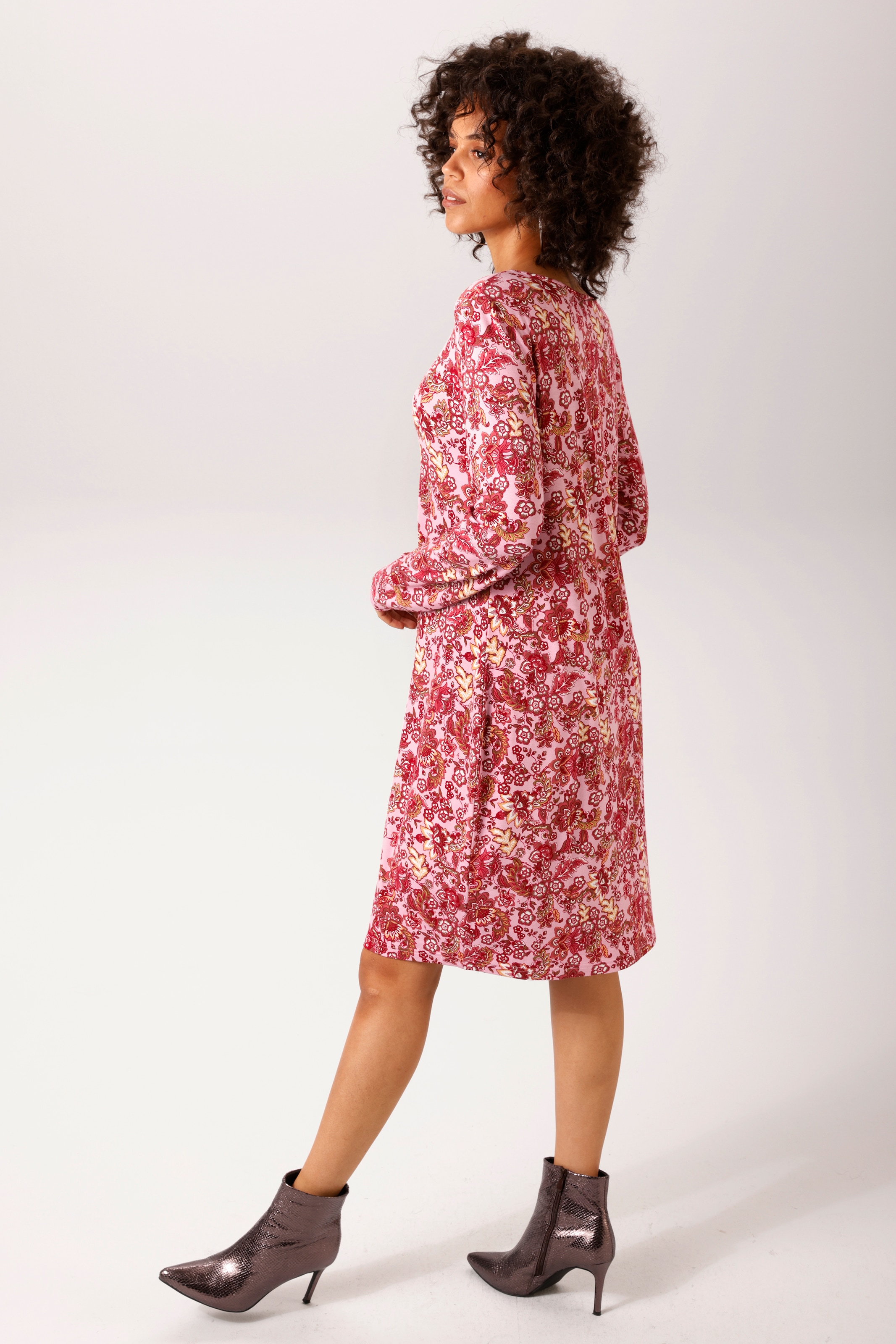 Aniston CASUAL A-Linien-Kleid mit farbenfrohen Blumendruck - jedes Teil ein Unikat - NEUE KOLLEKTION