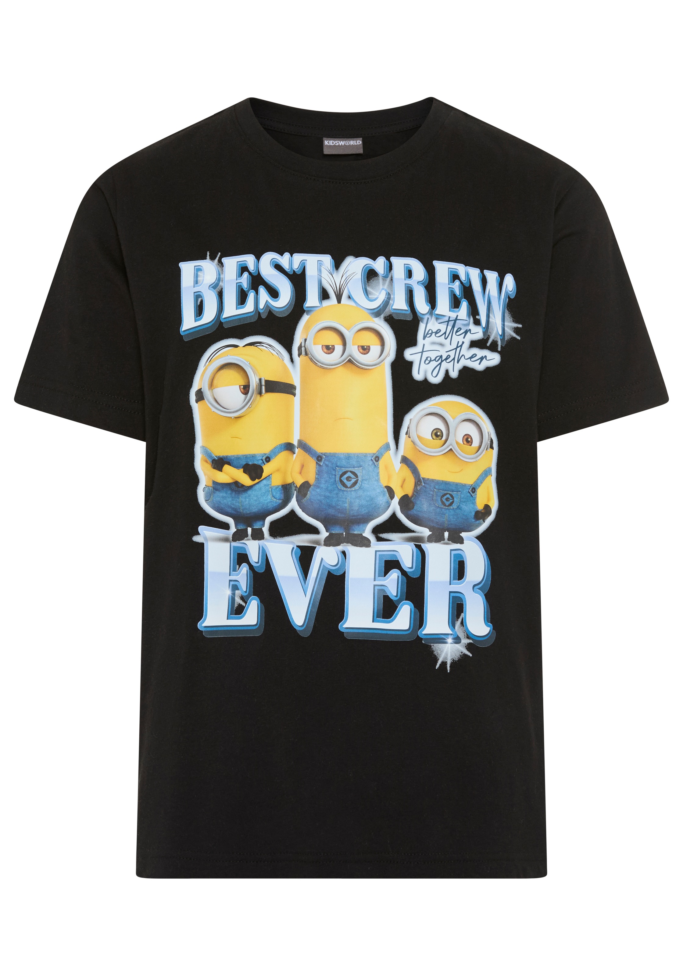 KIDSWORLD T-Shirt »MINIONS Shirt : BEST CREW EVER« Kurzarm, Rundhalsausschnitt, Basic Passform, aus Baumwolle