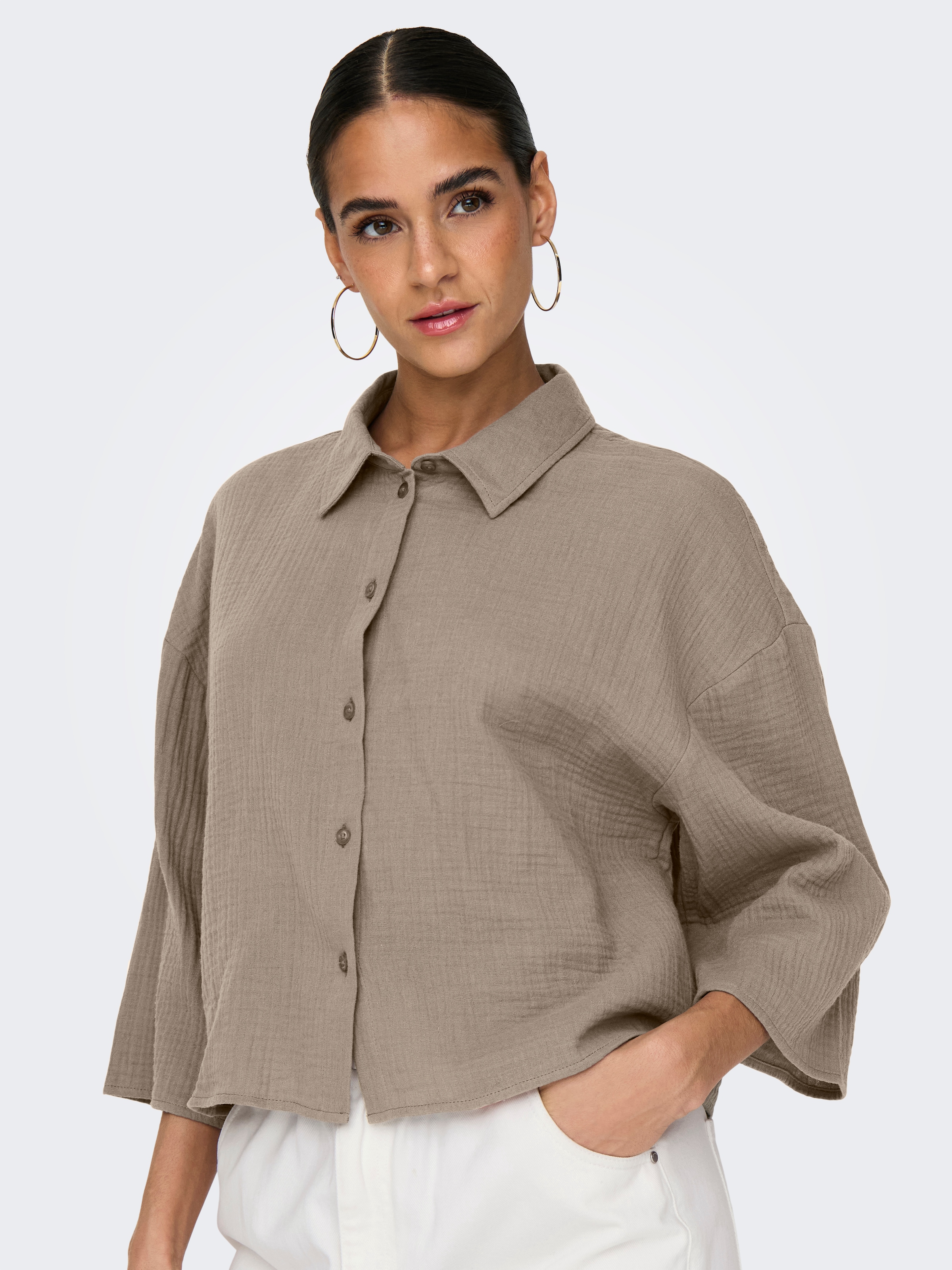 JDY Hemdbluse »JDYTHEIS LIFE 3/4 CROP SHIRT WVN NOOS« Baumwolle, regular fit