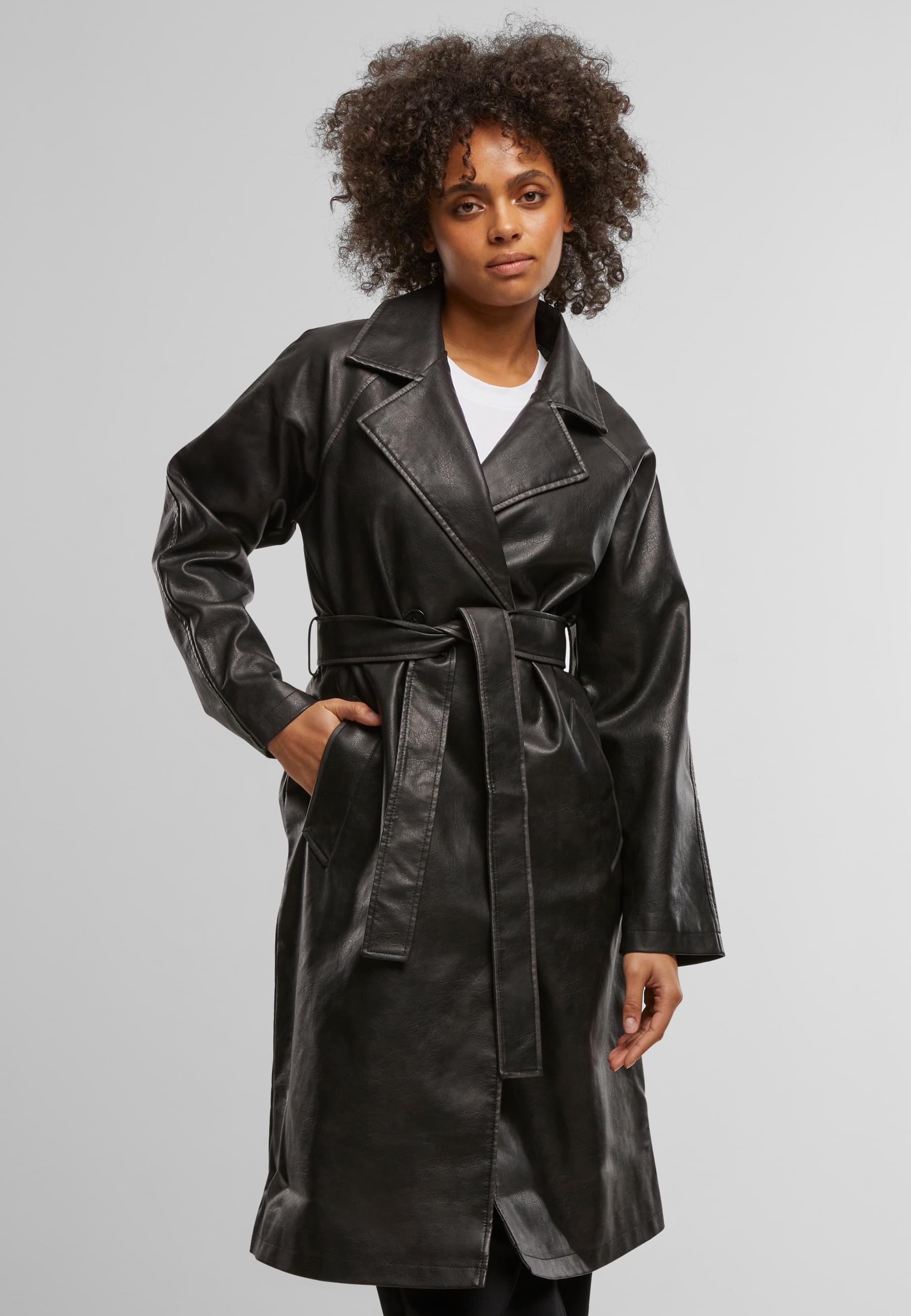 URBAN CLASSICS Winterjacke »Urban Classics Ladies Vintage Trenchcoat« 1 Stk. tlg. ohne Kapuze