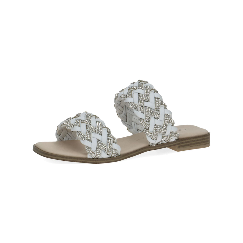 CAPRICE Pantolette »Pantoletten Leder/Textil« Weiß 41 41 Verschluss: Schlupfschuh