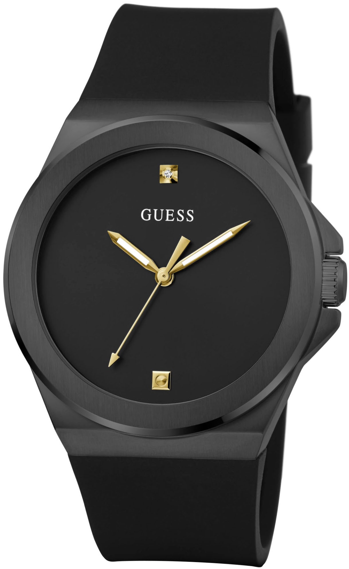 Guess Quarzuhr »VINYL«, Armbanduhr, Herrenuhr, Silikonarmband, Mineralglas, analog