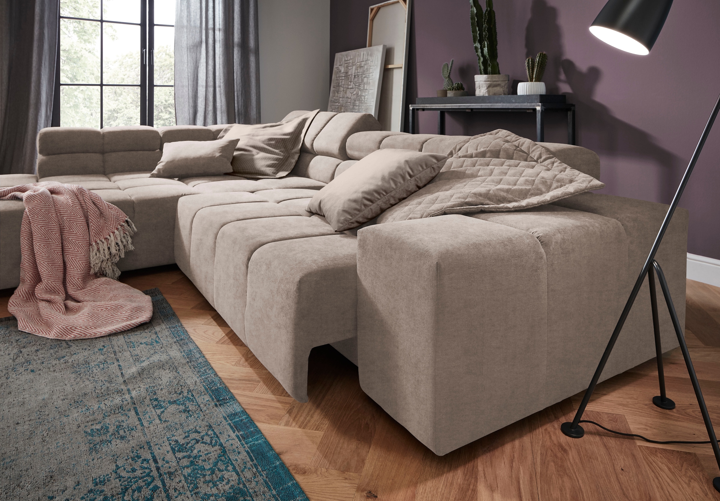 INOSIGN Ecksofa »Ancona incl. Kopfteilverstellung, OTTOs Choice, Breite 319cm, L-Form«, wahlweise motorische Sitztiefenverstellung, auch in Cord + Easy Care