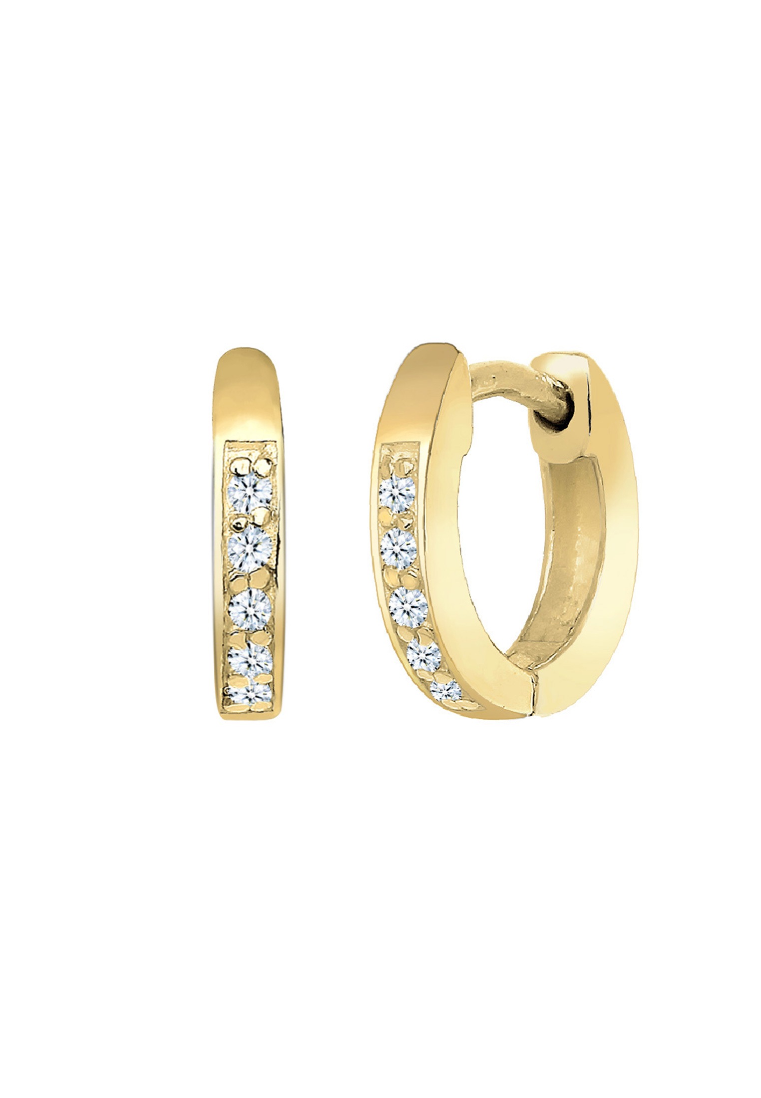 Elli DIAMONDS Paar Creolen »Creolen Diamant Weiß Brillantschliff (0.05 ct) 375 Gelbgold«